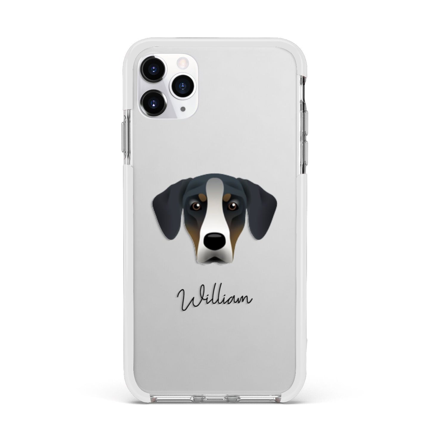 New Zealand Huntaway Personalised Apple iPhone 11 Pro Max in Silver with White Impact Case