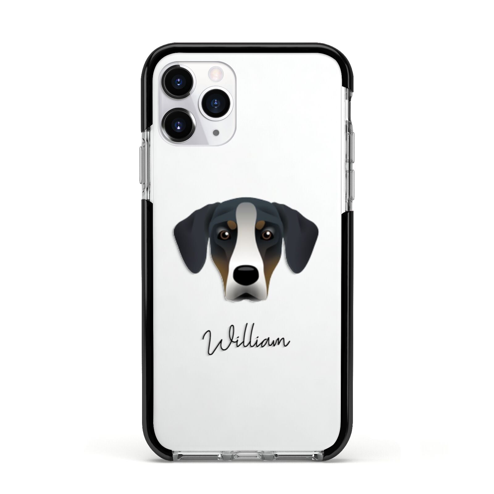 New Zealand Huntaway Personalised Apple iPhone 11 Pro in Silver with Black Impact Case
