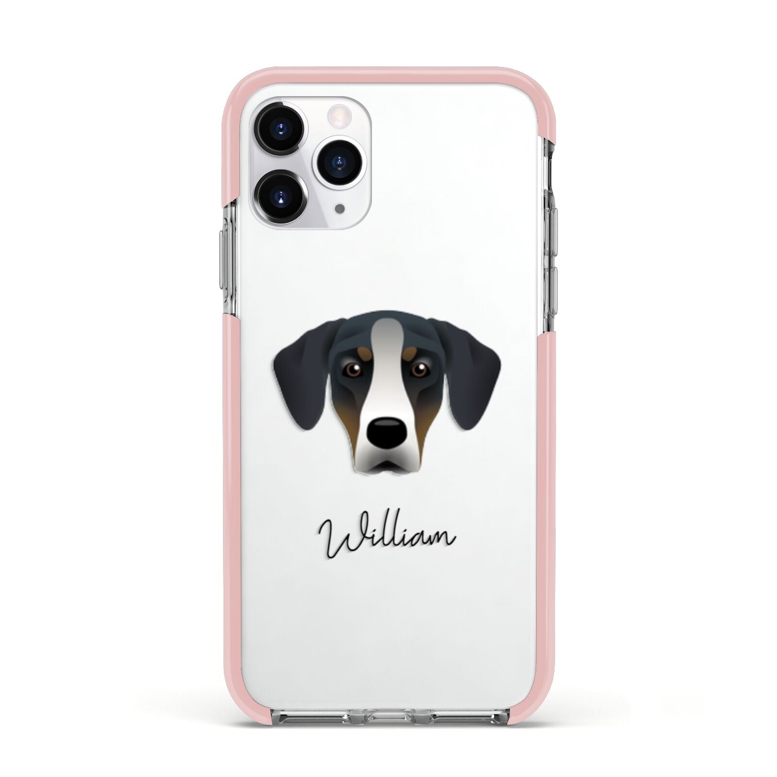 New Zealand Huntaway Personalised Apple iPhone 11 Pro in Silver with Pink Impact Case