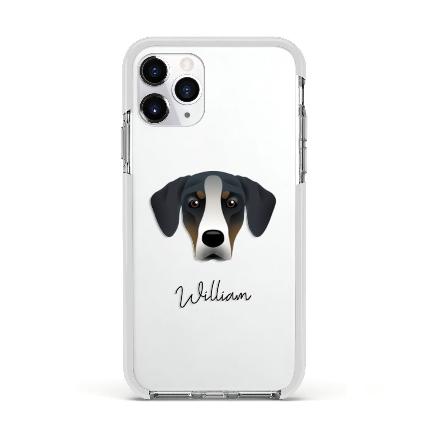 New Zealand Huntaway Personalised Apple iPhone 11 Pro in Silver with White Impact Case