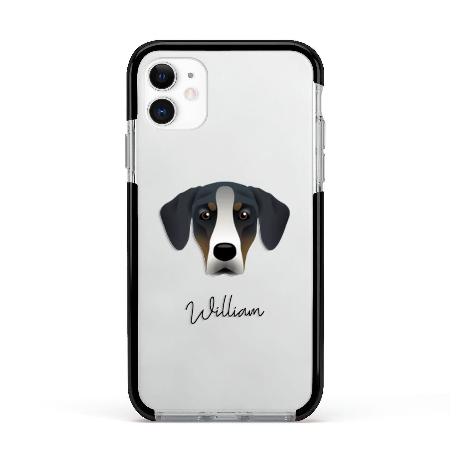 New Zealand Huntaway Personalised Apple iPhone 11 in White with Black Impact Case