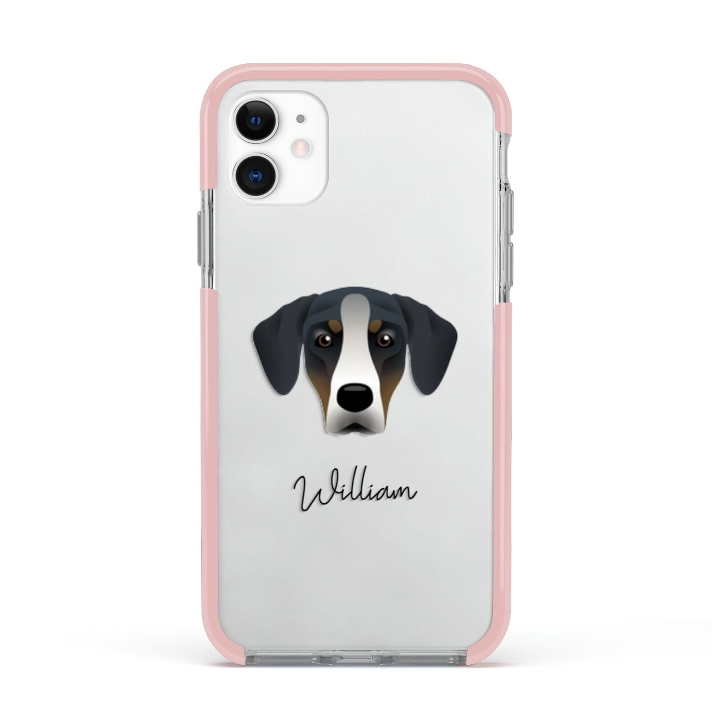 New Zealand Huntaway Personalised Apple iPhone 11 in White with Pink Impact Case