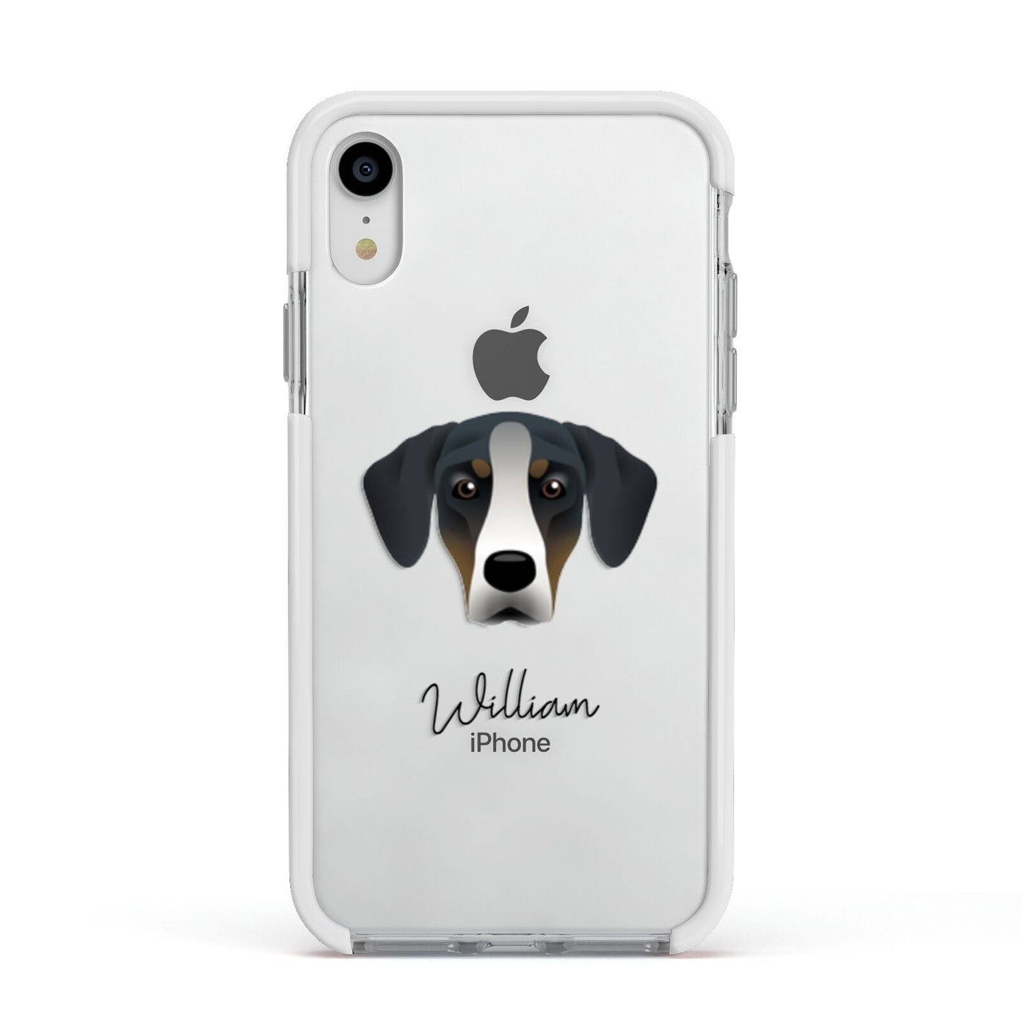 New Zealand Huntaway Personalised Apple iPhone XR Impact Case White Edge on Silver Phone
