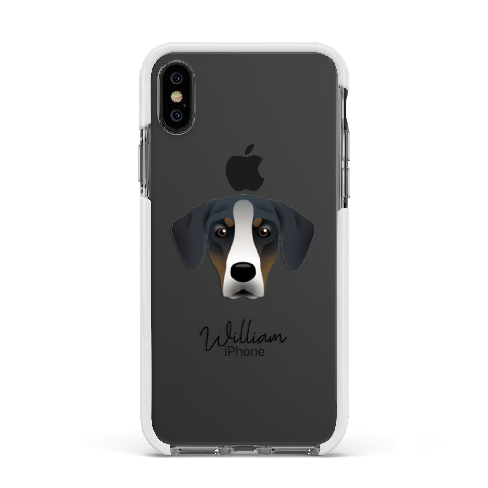 New Zealand Huntaway Personalised Apple iPhone Xs Impact Case White Edge on Black Phone