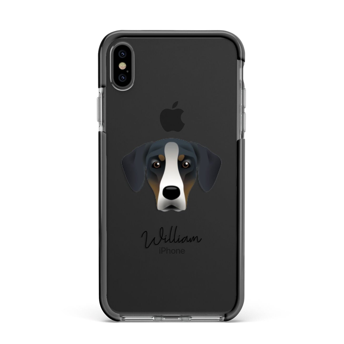 New Zealand Huntaway Personalised Apple iPhone Xs Max Impact Case Black Edge on Black Phone