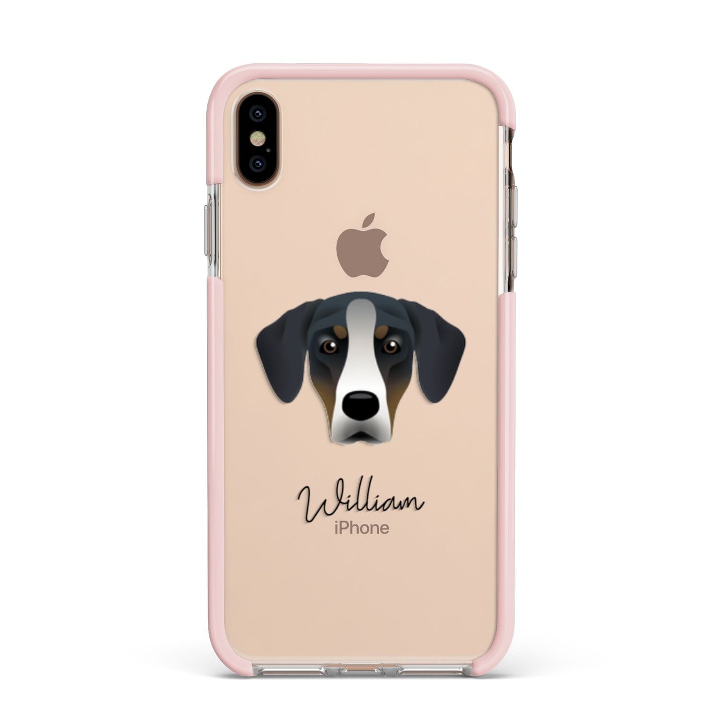 New Zealand Huntaway Personalised Apple iPhone Xs Max Impact Case Pink Edge on Gold Phone