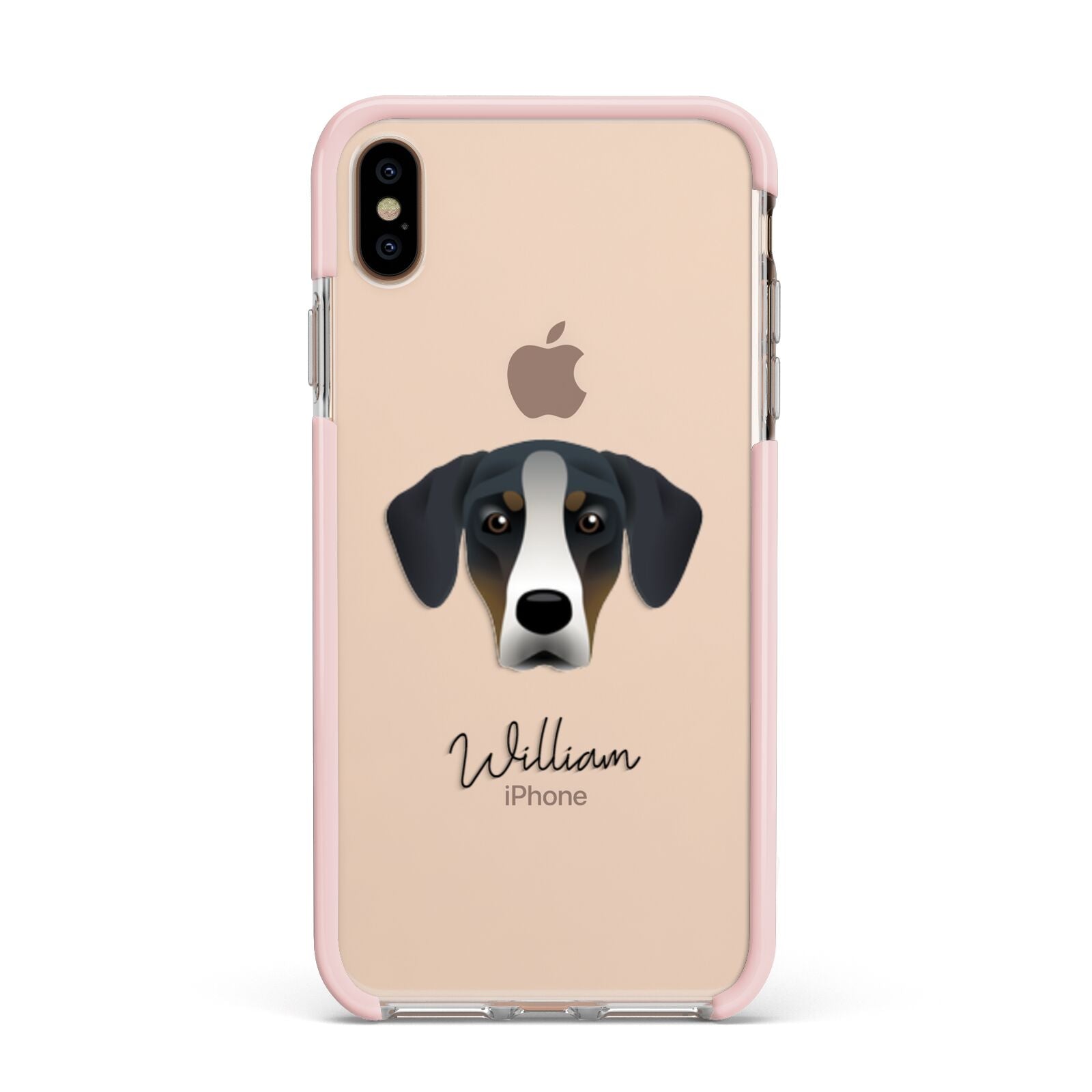 New Zealand Huntaway Personalised Apple iPhone Xs Max Impact Case Pink Edge on Gold Phone