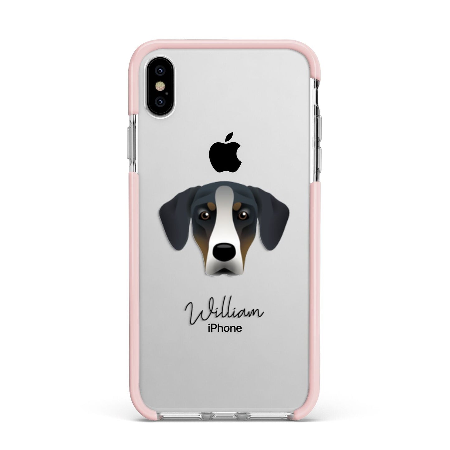 New Zealand Huntaway Personalised Apple iPhone Xs Max Impact Case Pink Edge on Silver Phone