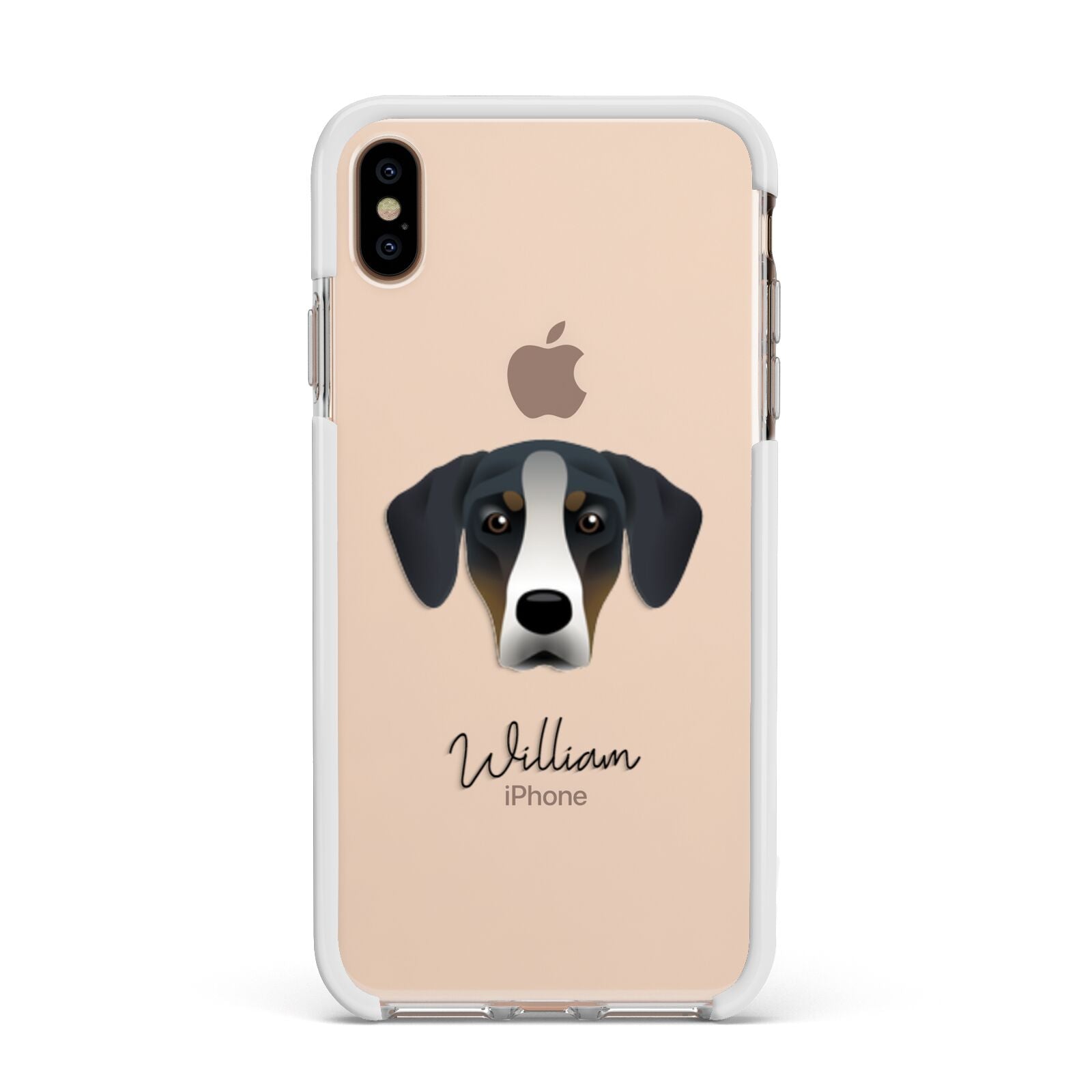 New Zealand Huntaway Personalised Apple iPhone Xs Max Impact Case White Edge on Gold Phone