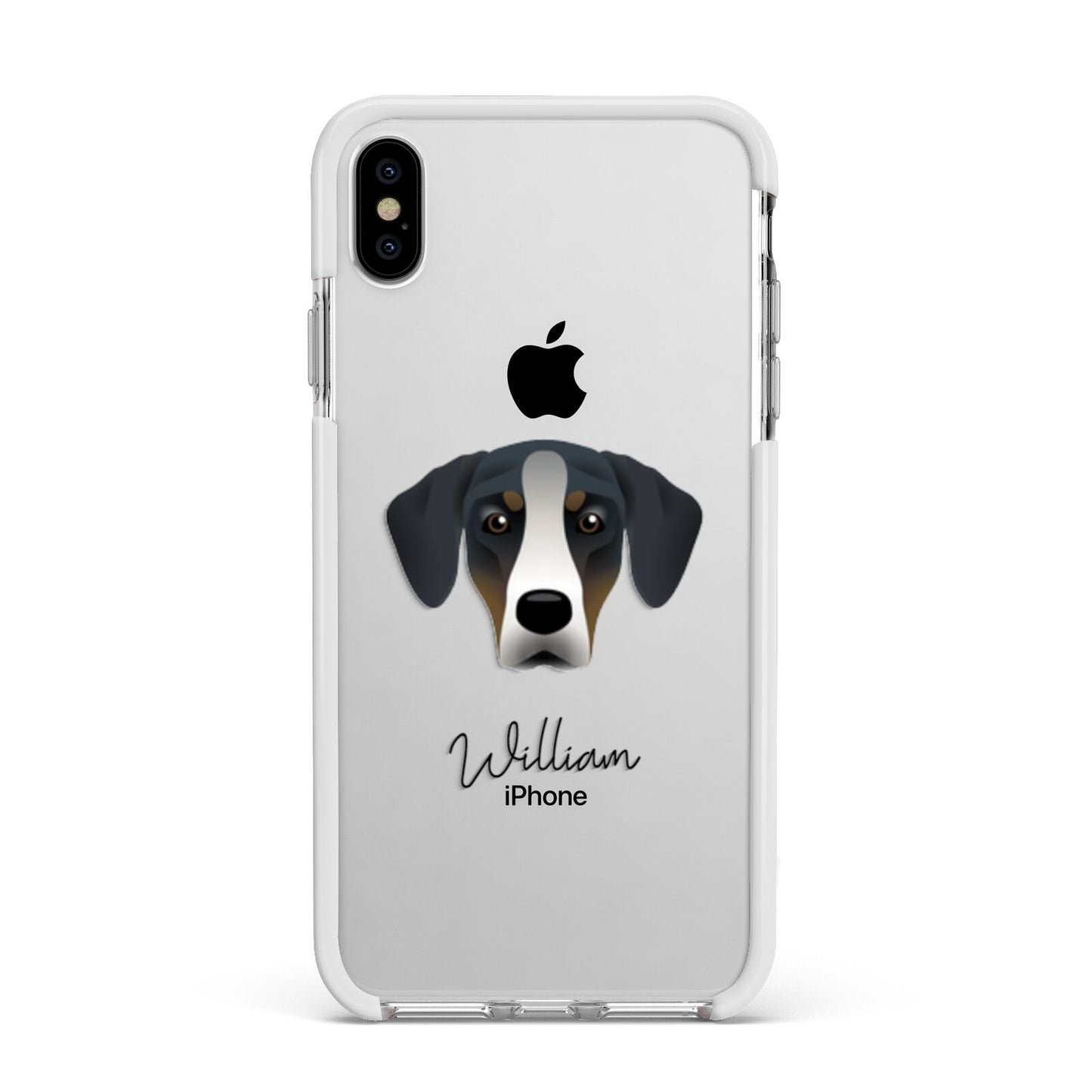 New Zealand Huntaway Personalised Apple iPhone Xs Max Impact Case White Edge on Silver Phone