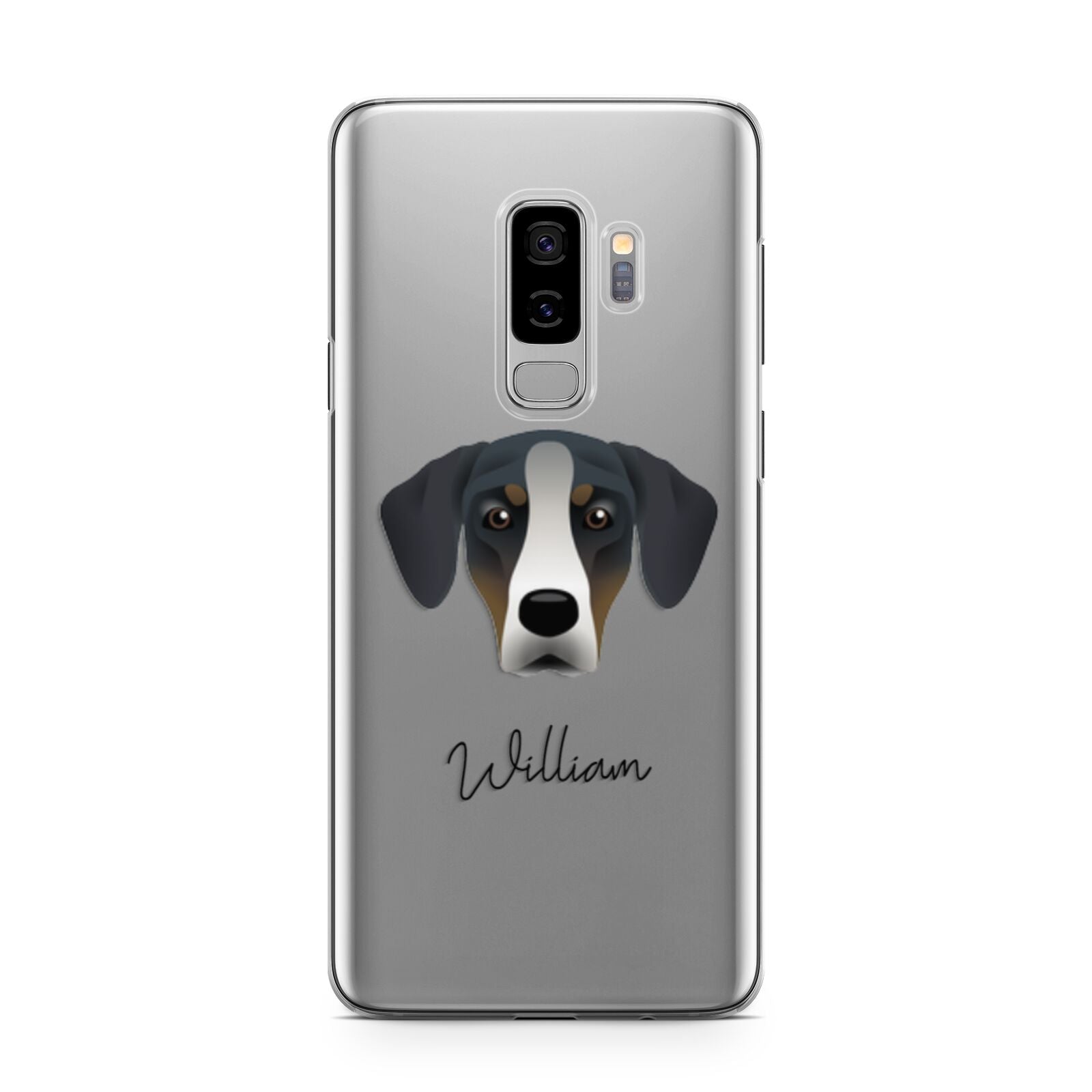 New Zealand Huntaway Personalised Samsung Galaxy S9 Plus Case on Silver phone