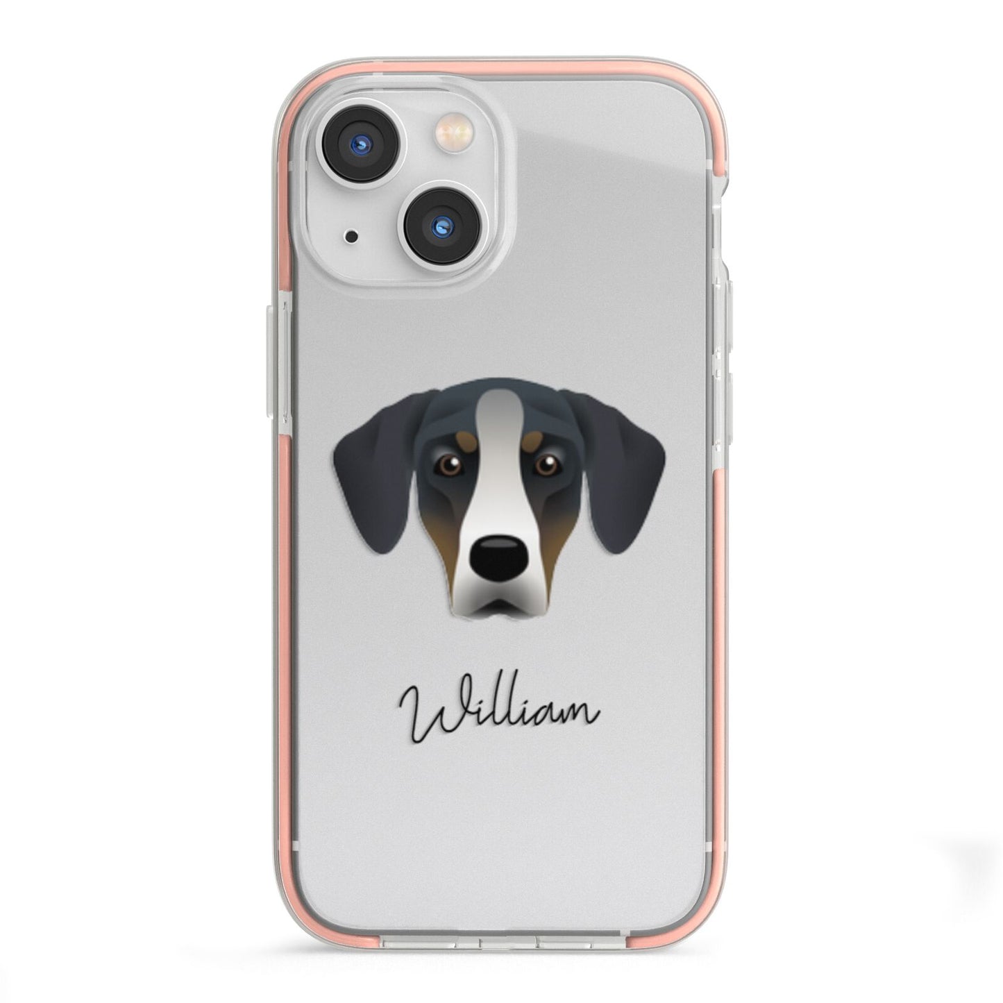 New Zealand Huntaway Personalised iPhone 13 Mini TPU Impact Case with Pink Edges