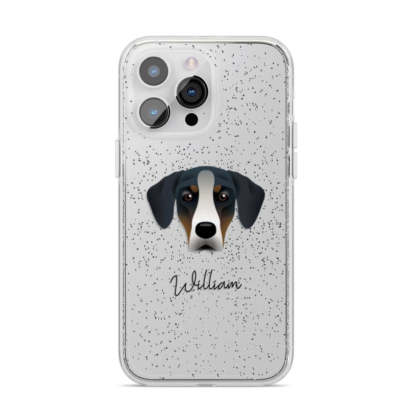 New Zealand Huntaway Personalised iPhone 14 Pro Max Glitter Tough Case Silver
