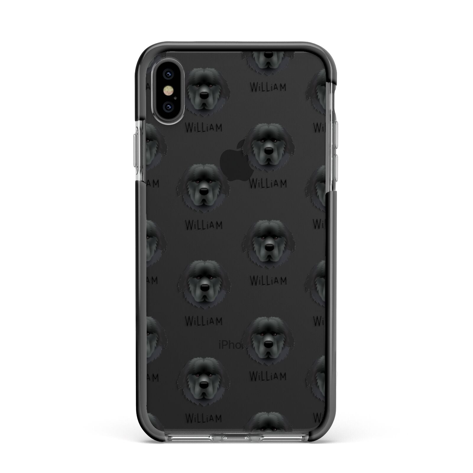 Newfoundland Icon with Name Apple iPhone Xs Max Impact Case Black Edge on Black Phone