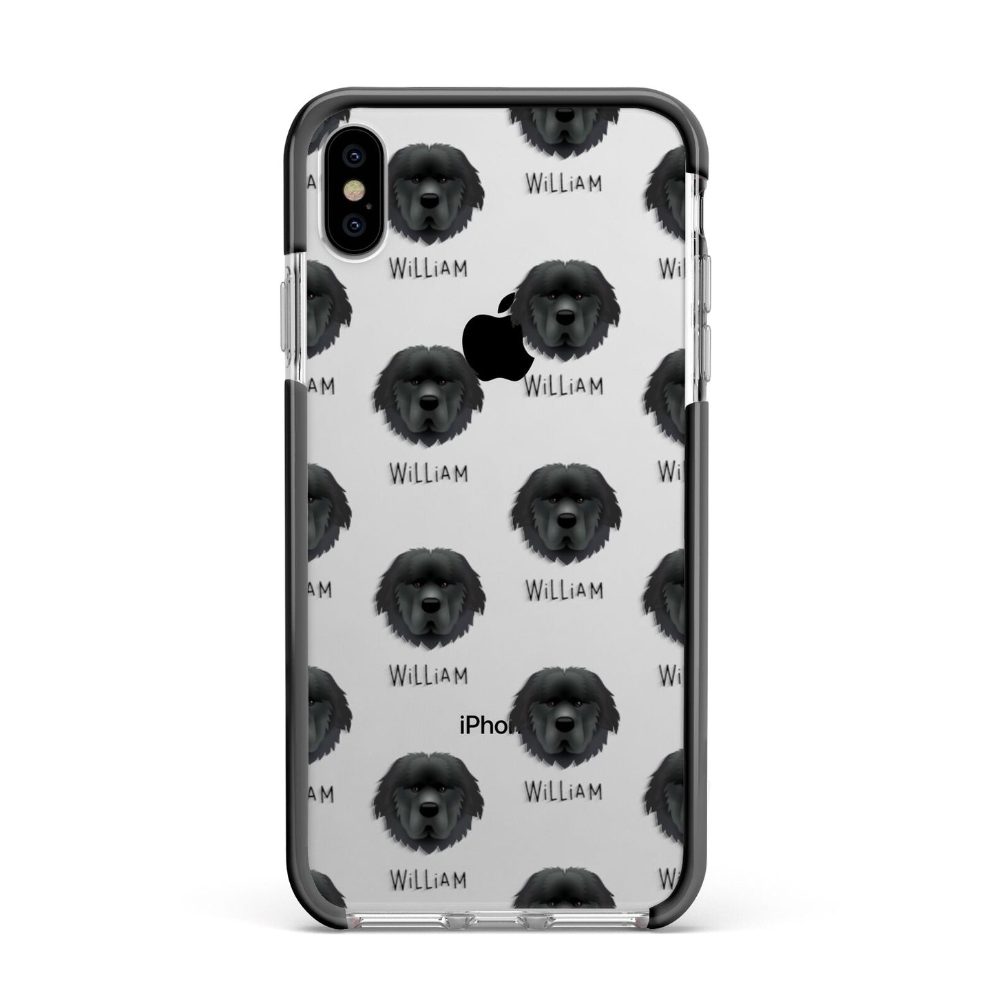 Newfoundland Icon with Name Apple iPhone Xs Max Impact Case Black Edge on Silver Phone