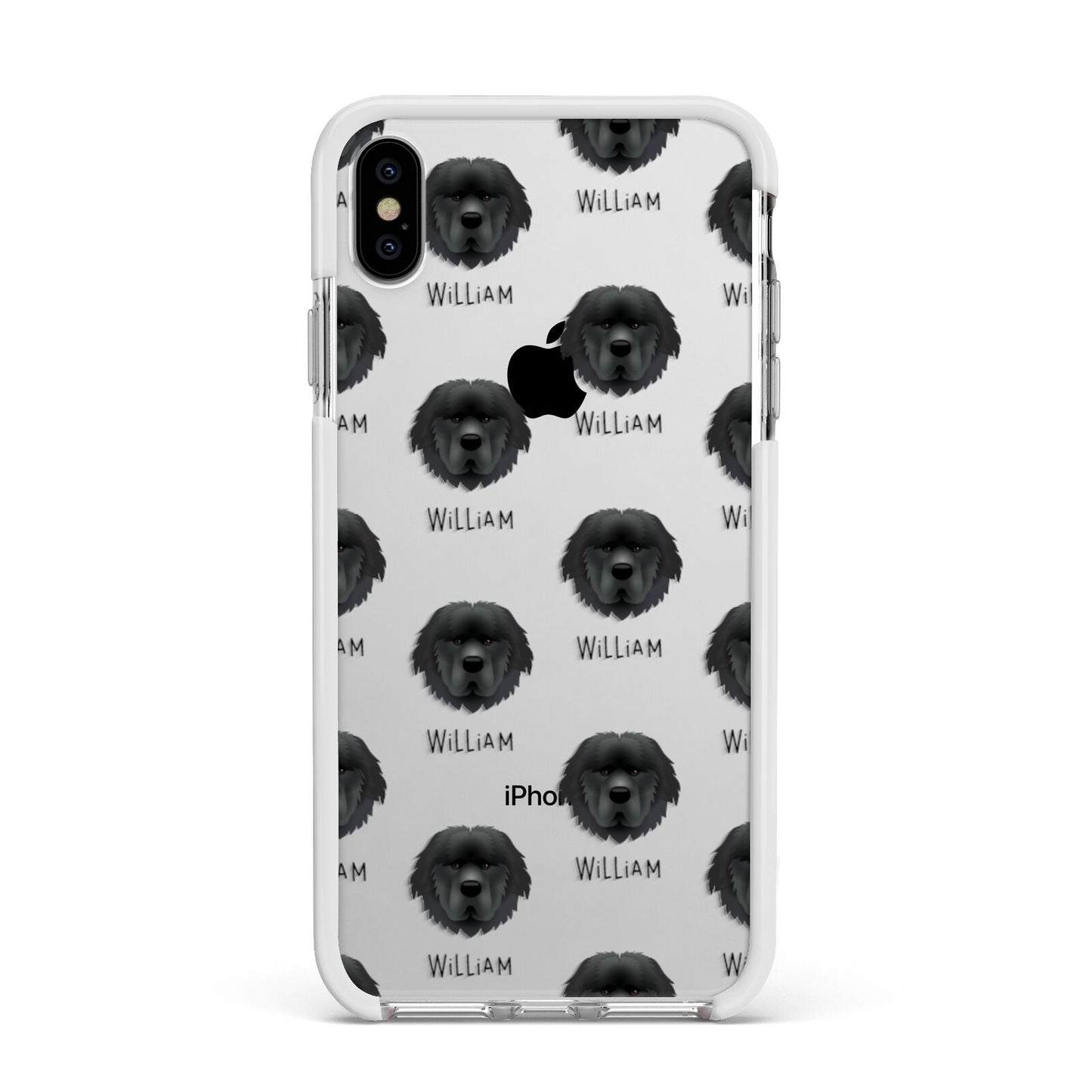 Newfoundland Icon with Name Apple iPhone Xs Max Impact Case White Edge on Silver Phone