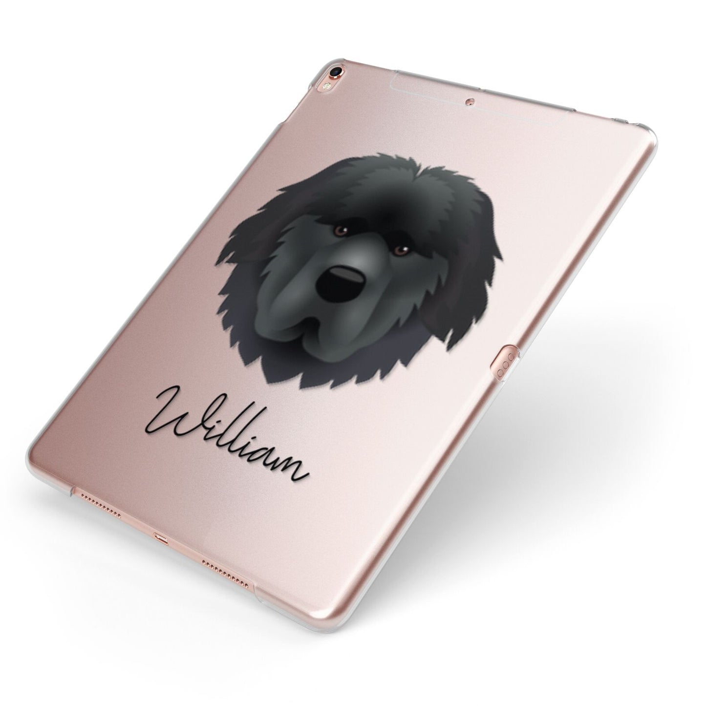 Newfoundland Personalised Apple iPad Case on Rose Gold iPad Side View