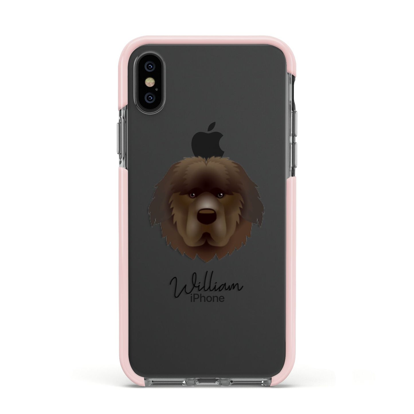 Newfoundland Personalised Apple iPhone Xs Impact Case Pink Edge on Black Phone