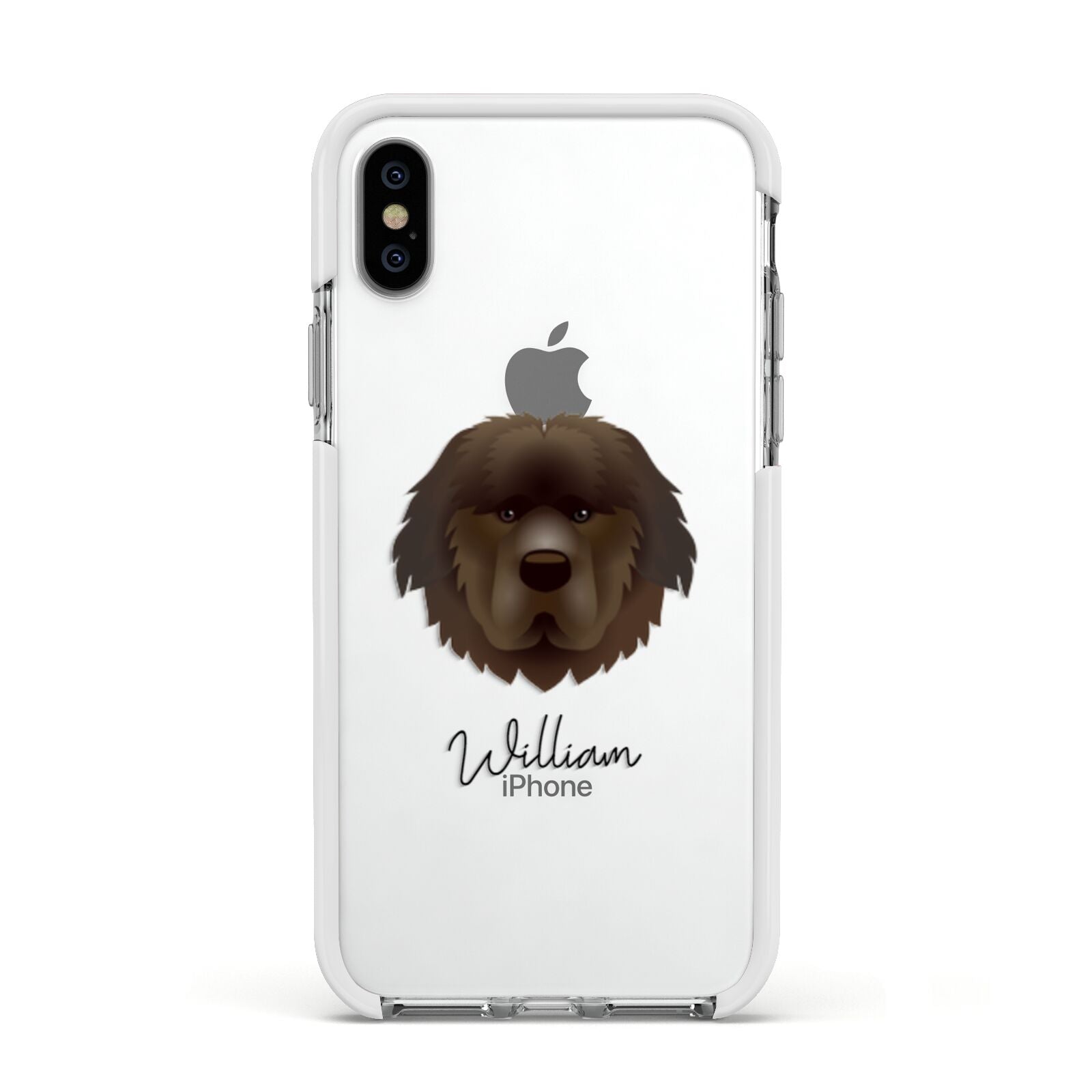 Newfoundland Personalised Apple iPhone Xs Impact Case White Edge on Silver Phone