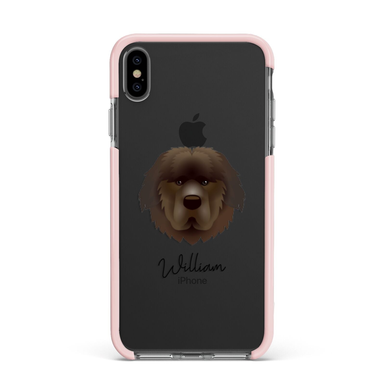 Newfoundland Personalised Apple iPhone Xs Max Impact Case Pink Edge on Black Phone