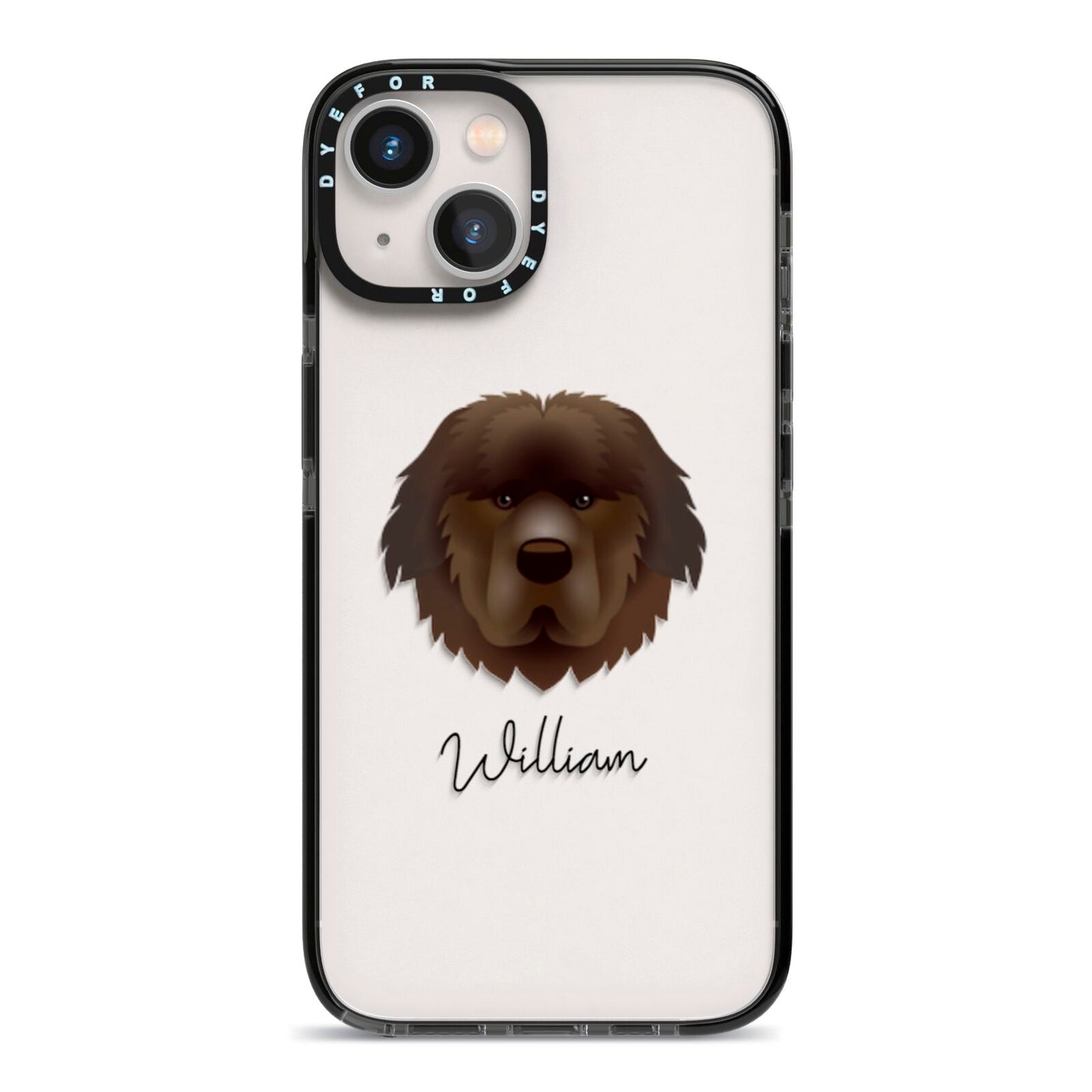 Newfoundland Personalised iPhone 13 Black Impact Case on Silver phone