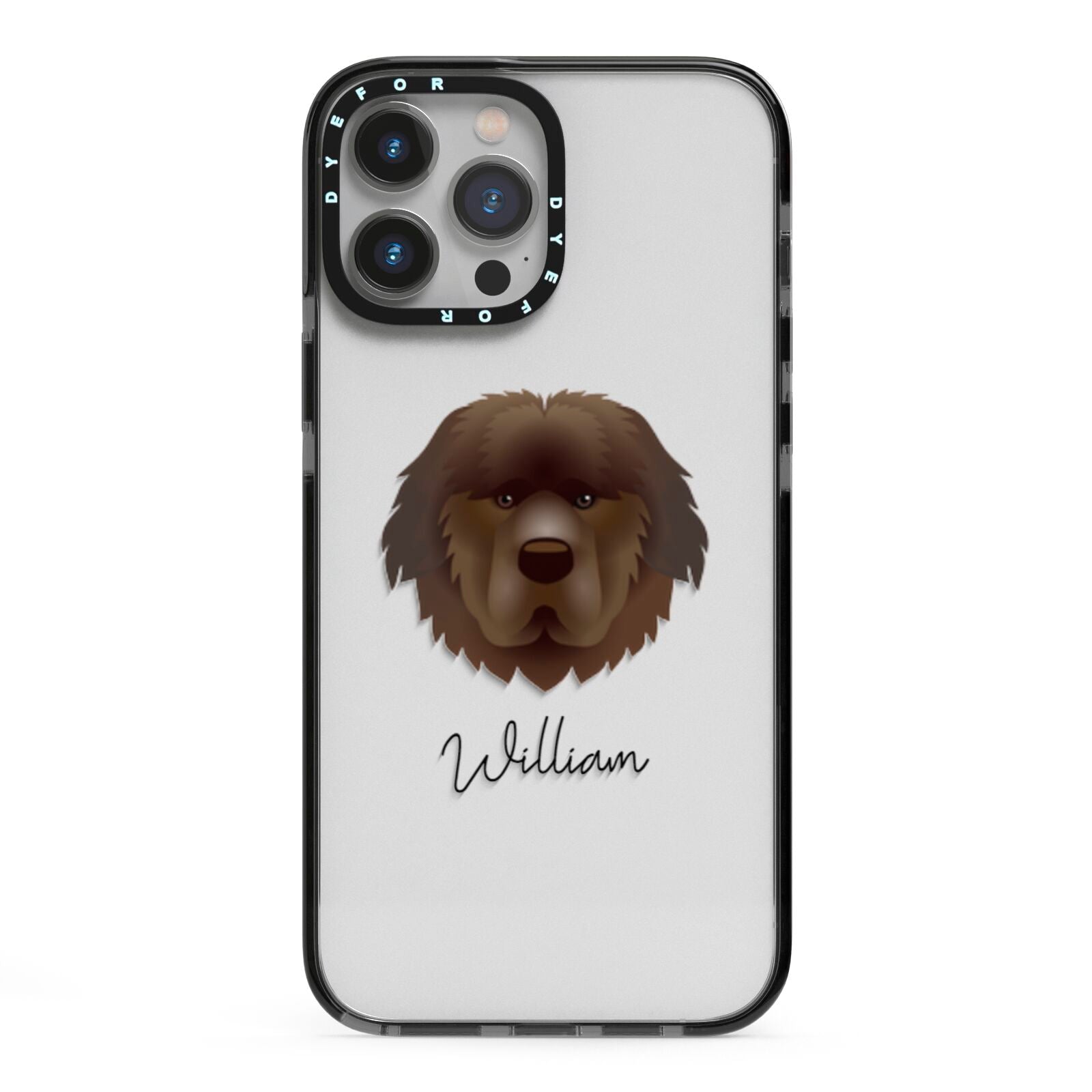 Newfoundland Personalised iPhone 13 Pro Max Black Impact Case on Silver phone