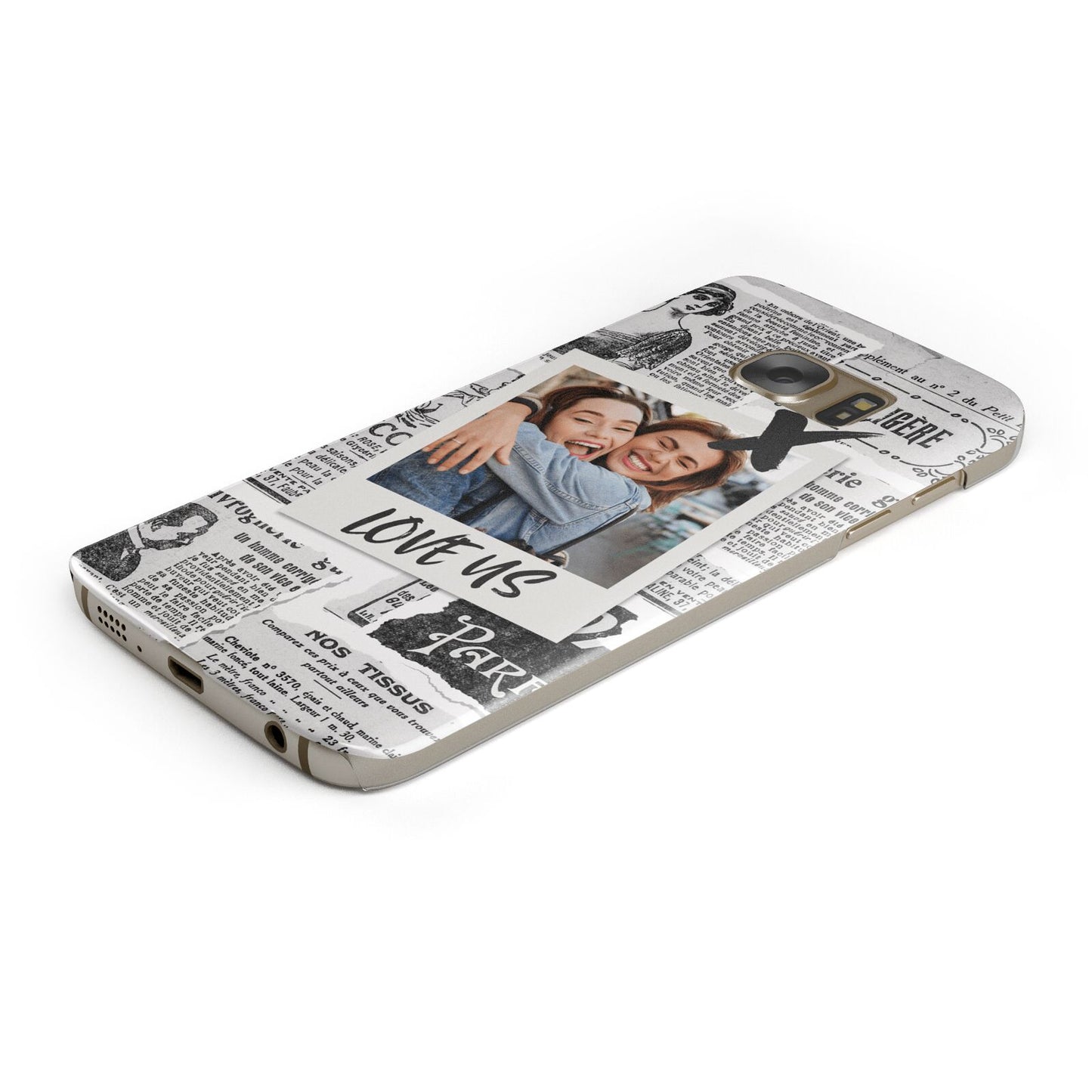 Newspaper Collage Photo Personalised Protective Samsung Galaxy Case Angled Image