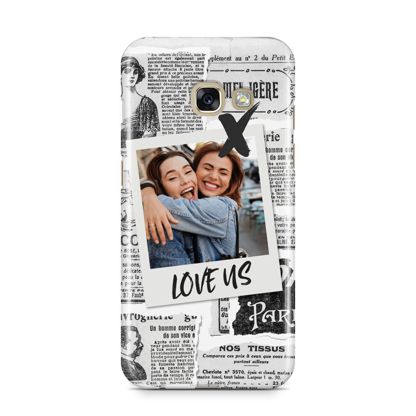 Newspaper Collage Photo Personalised Samsung Galaxy A3 2017 Case on gold phone