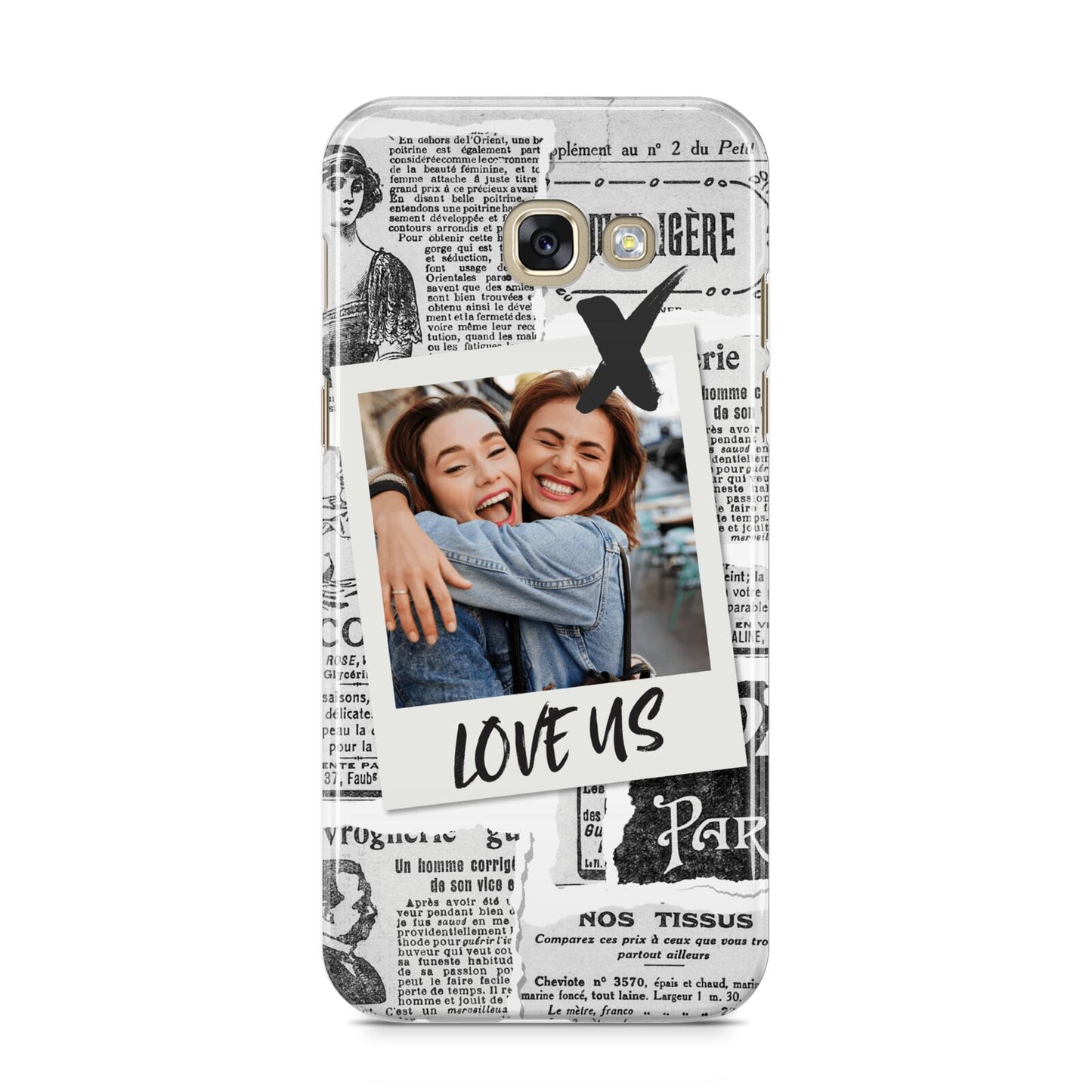 Newspaper Collage Photo Personalised Samsung Galaxy A5 2017 Case on gold phone