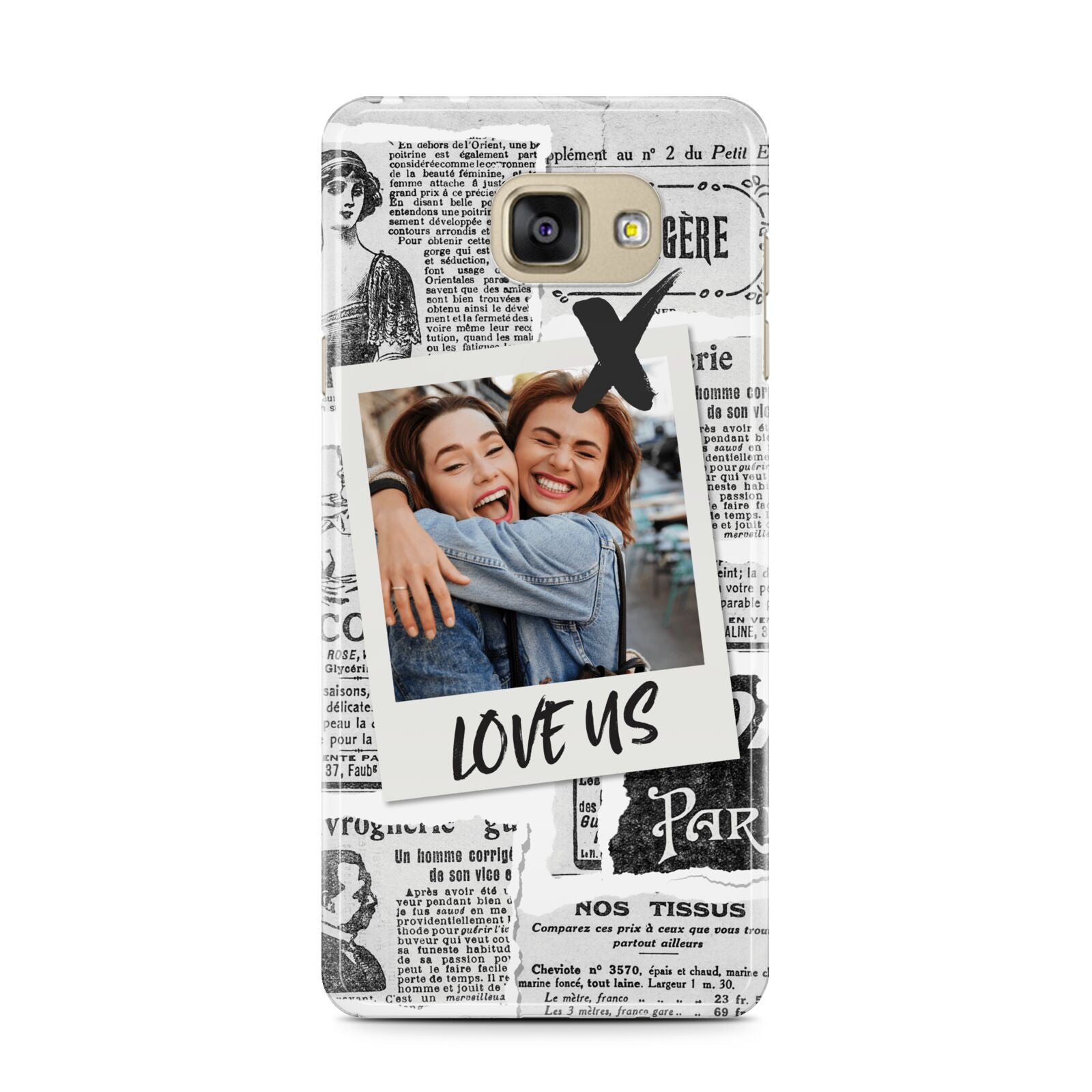 Newspaper Collage Photo Personalised Samsung Galaxy A7 2016 Case on gold phone