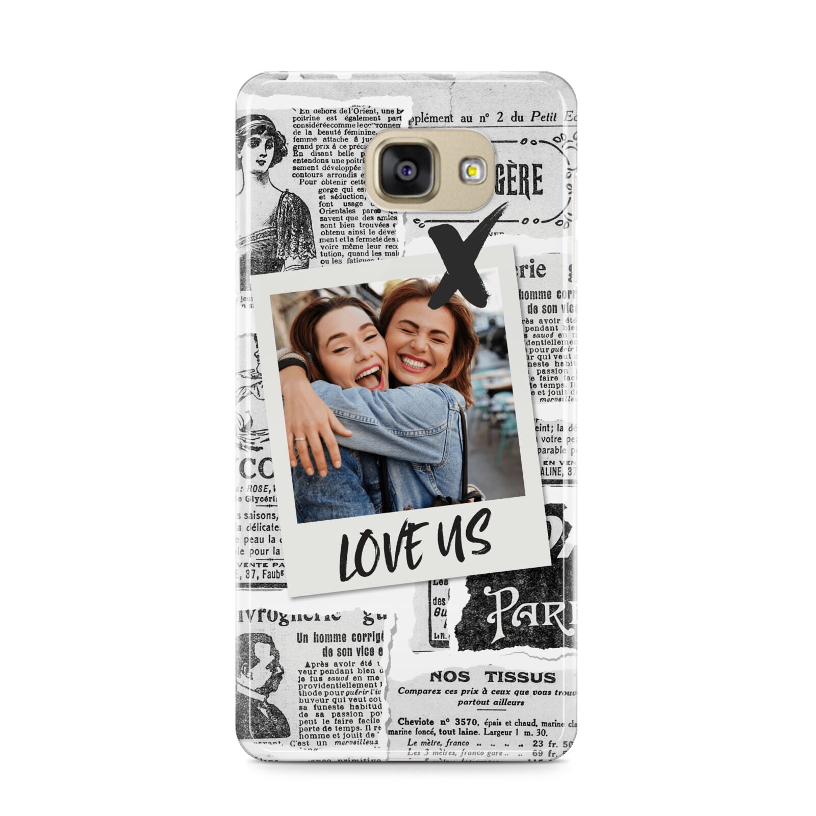 Newspaper Collage Photo Personalised Samsung Galaxy A9 2016 Case on gold phone