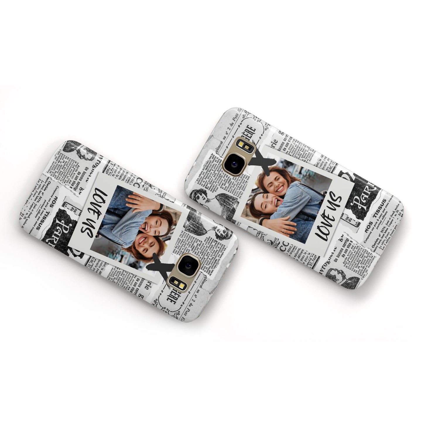Newspaper Collage Photo Personalised Samsung Galaxy Case Flat Overview