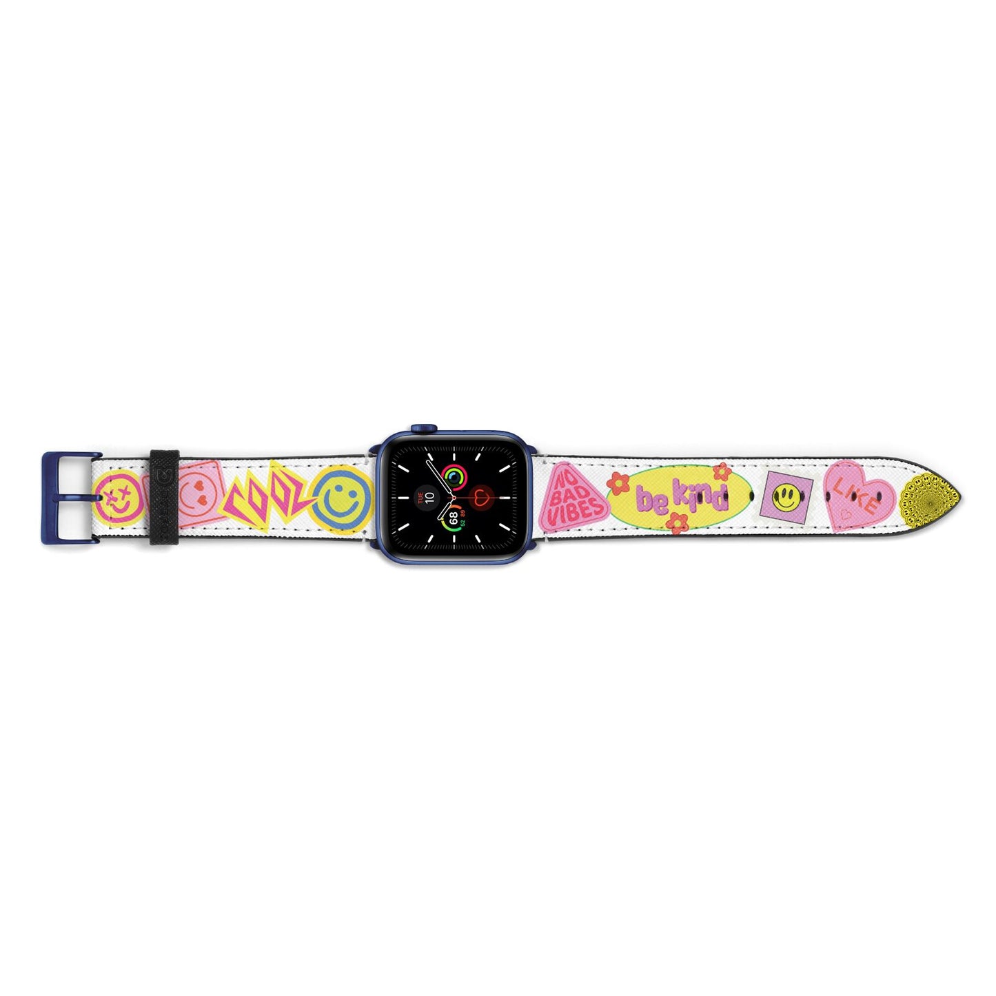 No Bad Vibes Sticker Apple Watch Strap Landscape Image Blue Hardware