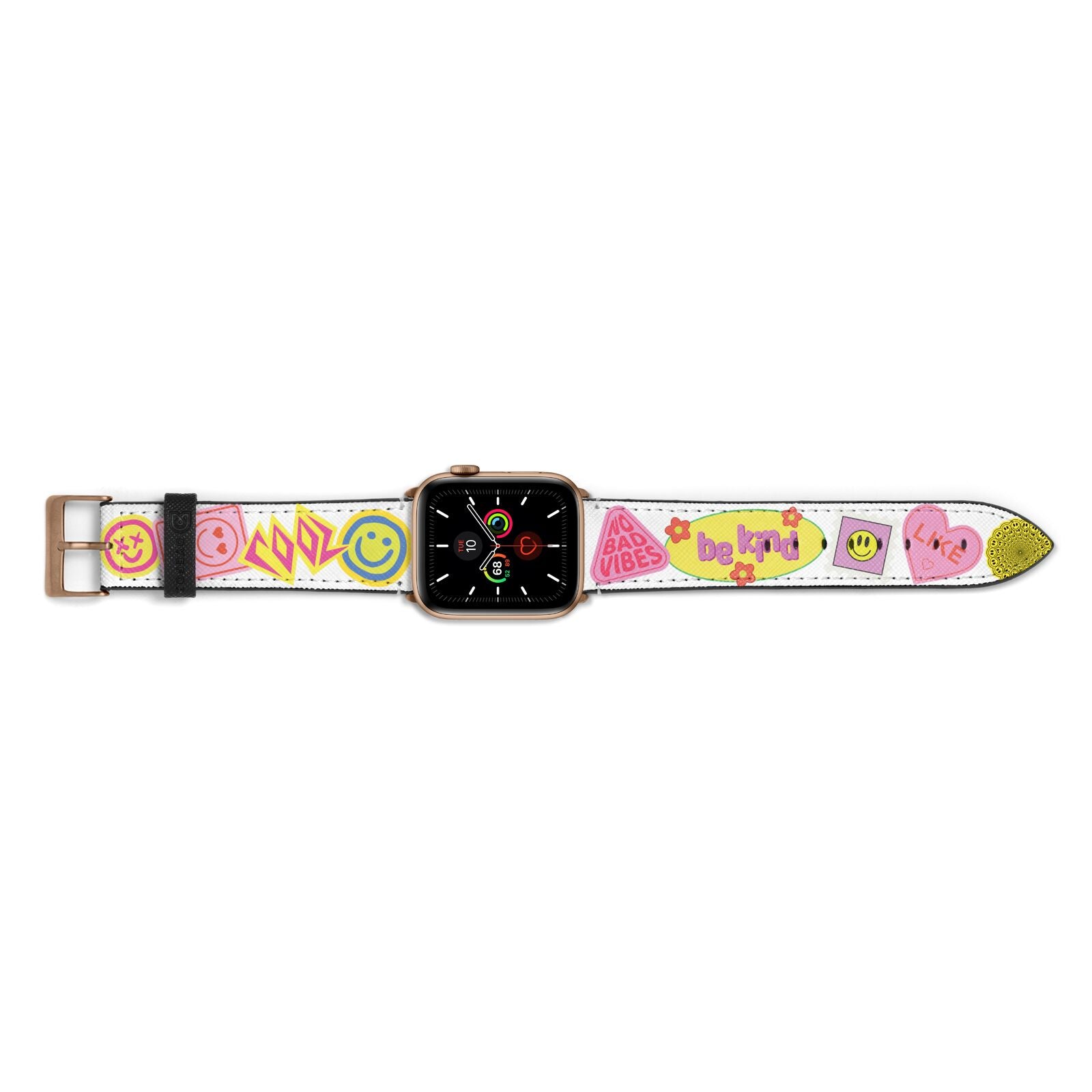 No Bad Vibes Sticker Apple Watch Strap Landscape Image Gold Hardware