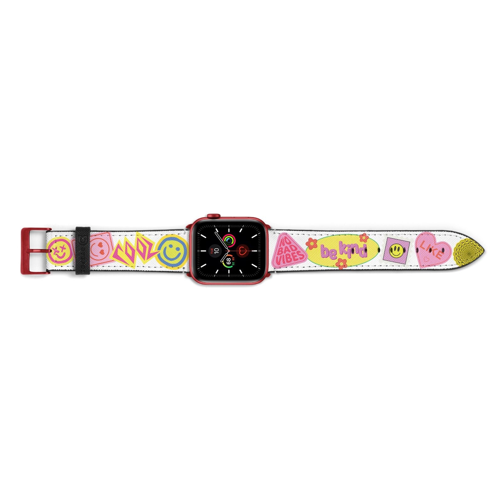 No Bad Vibes Sticker Apple Watch Strap Landscape Image Red Hardware