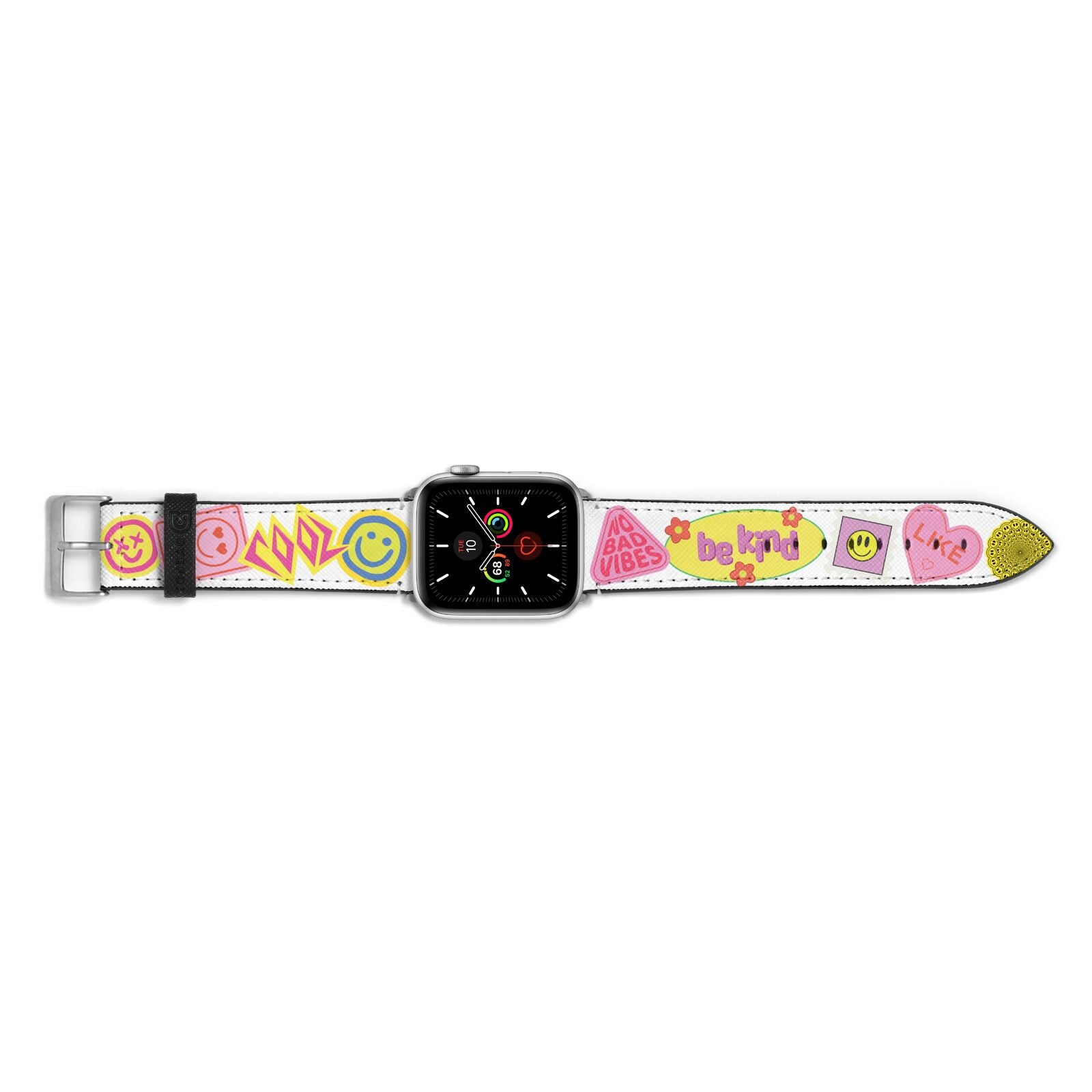 No Bad Vibes Sticker Apple Watch Strap Landscape Image Silver Hardware