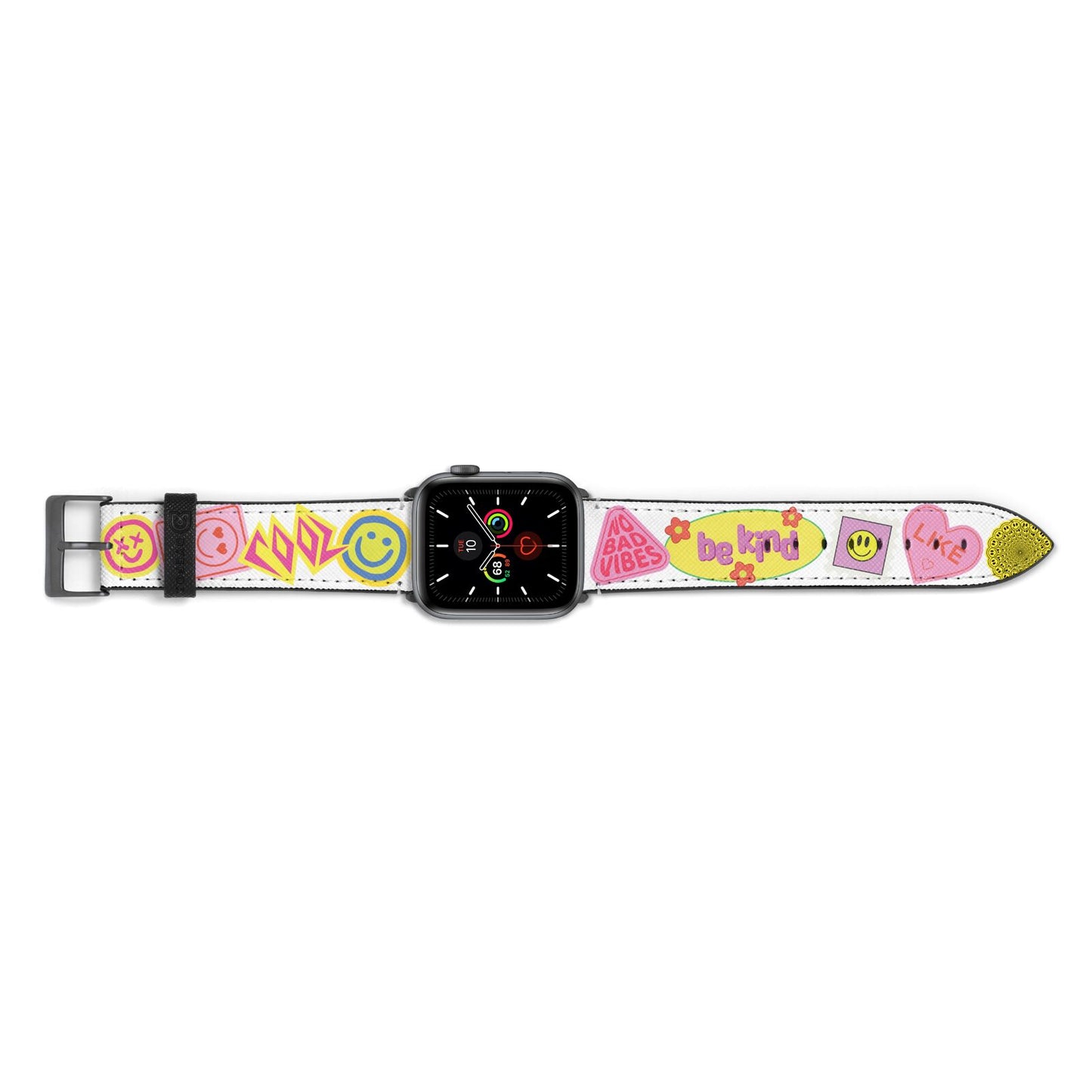 No Bad Vibes Sticker Apple Watch Strap Landscape Image Space Grey Hardware