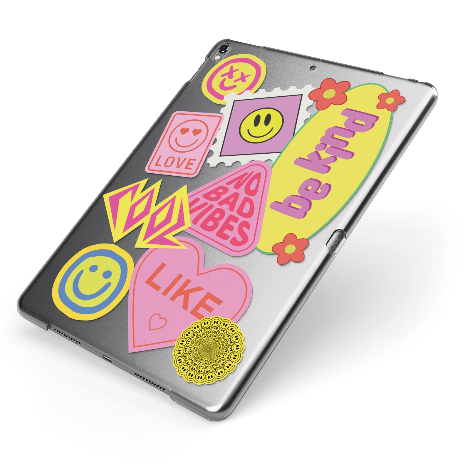 No Bad Vibes Sticker Apple iPad Case on Grey iPad Side View