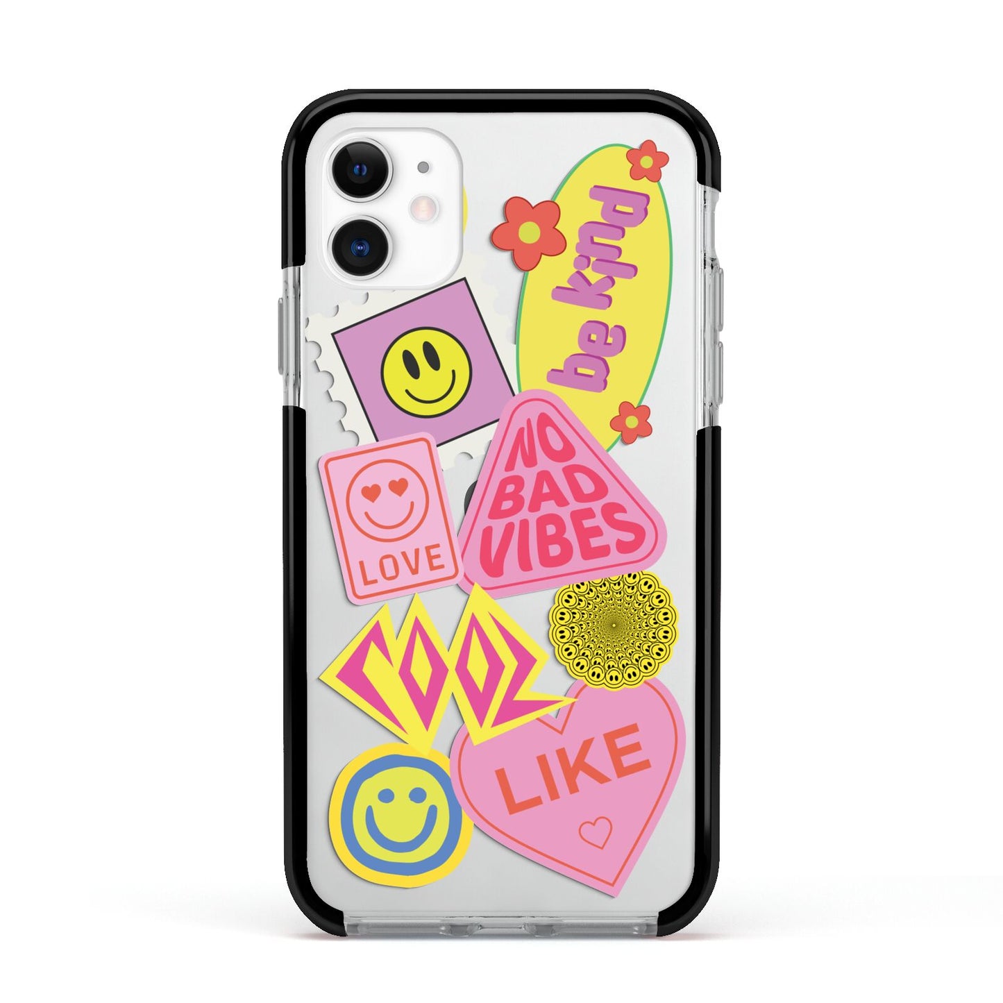 No Bad Vibes Sticker Apple iPhone 11 in White with Black Impact Case