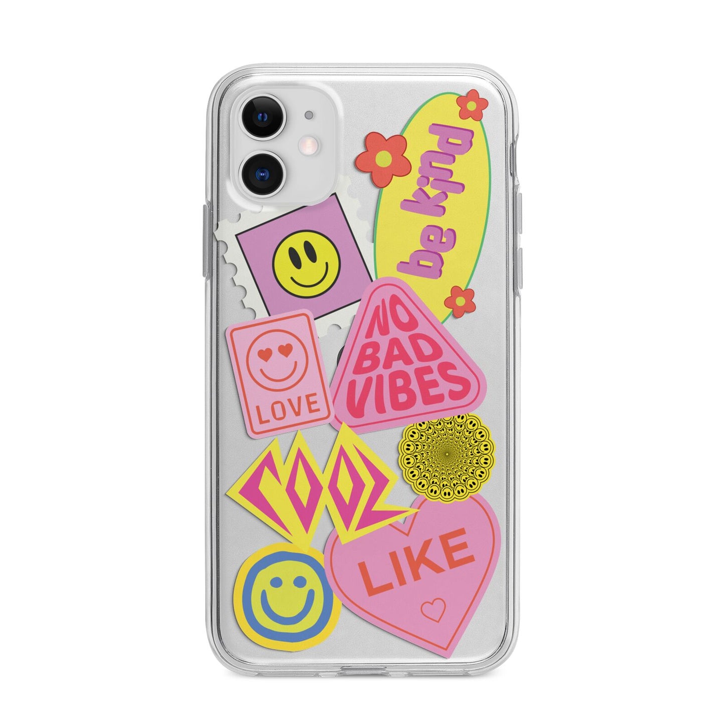 No Bad Vibes Sticker Apple iPhone 11 in White with Bumper Case