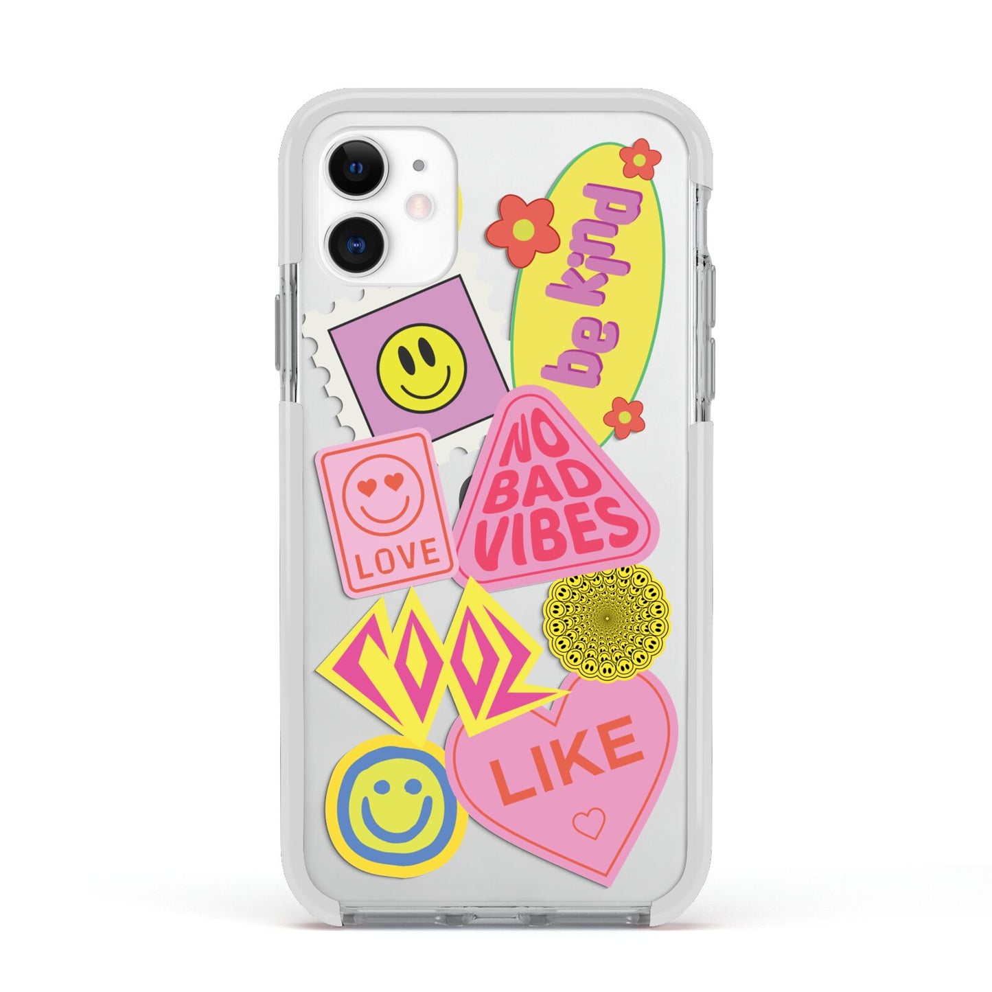 No Bad Vibes Sticker Apple iPhone 11 in White with White Impact Case