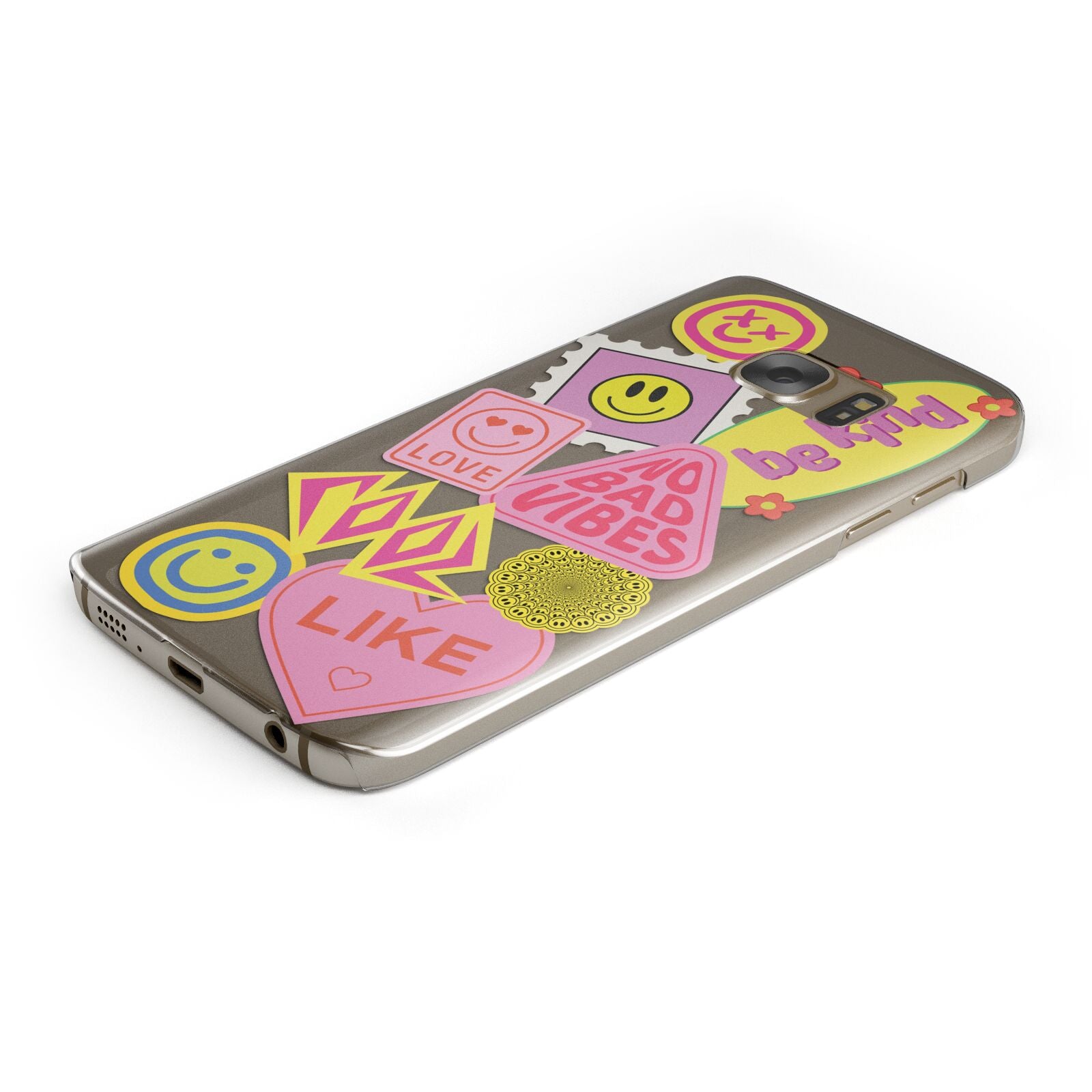 No Bad Vibes Sticker Protective Samsung Galaxy Case Angled Image