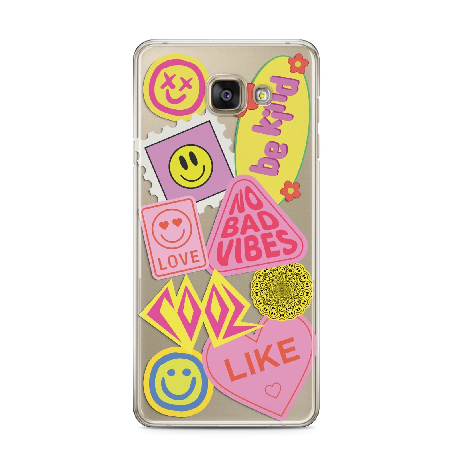 No Bad Vibes Sticker Samsung Galaxy A3 2016 Case on gold phone