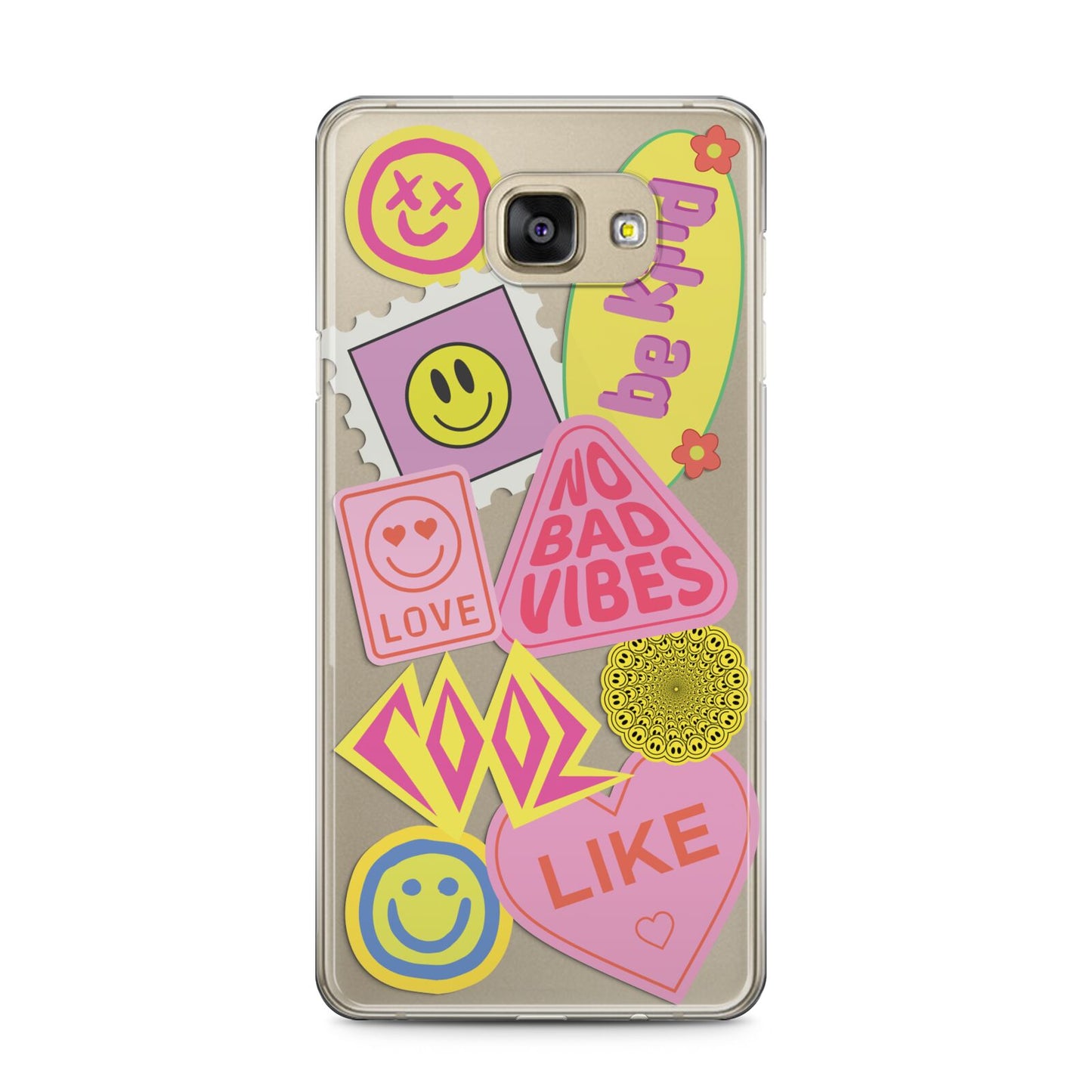 No Bad Vibes Sticker Samsung Galaxy A5 2016 Case on gold phone