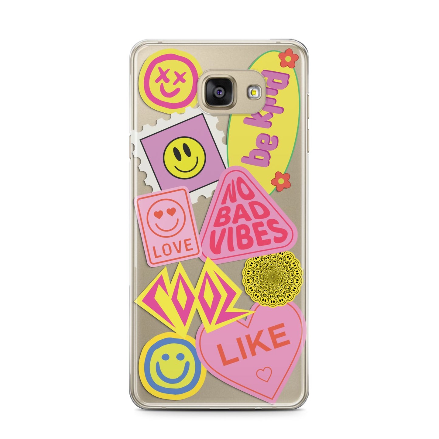 No Bad Vibes Sticker Samsung Galaxy A7 2016 Case on gold phone