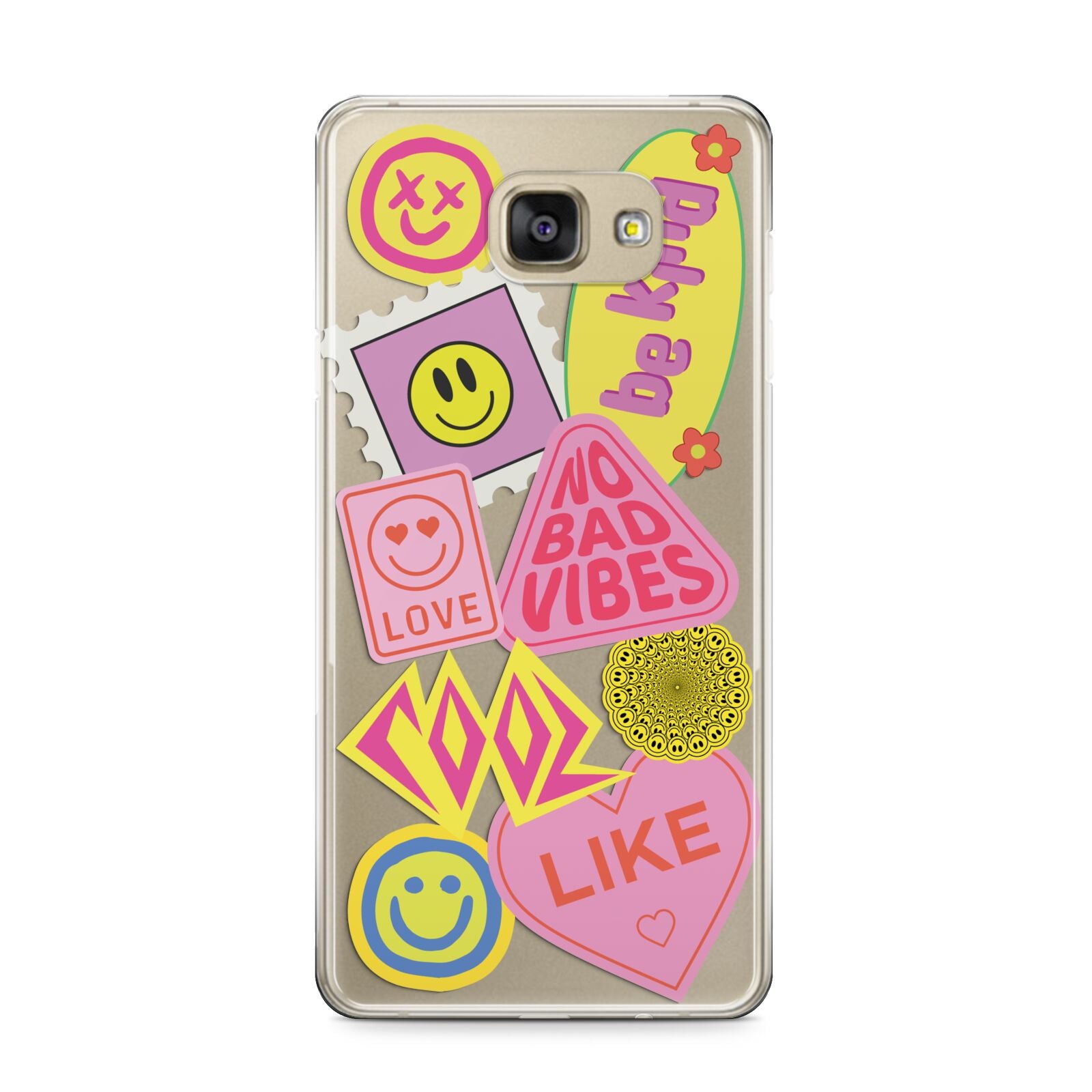 No Bad Vibes Sticker Samsung Galaxy A9 2016 Case on gold phone