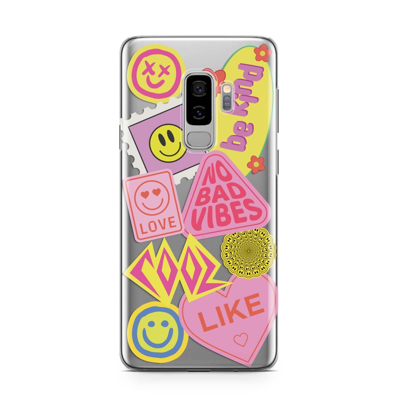 No Bad Vibes Sticker Samsung Galaxy S9 Plus Case on Silver phone