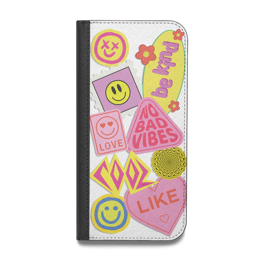 No Bad Vibes Sticker Vegan Leather Flip iPhone Case