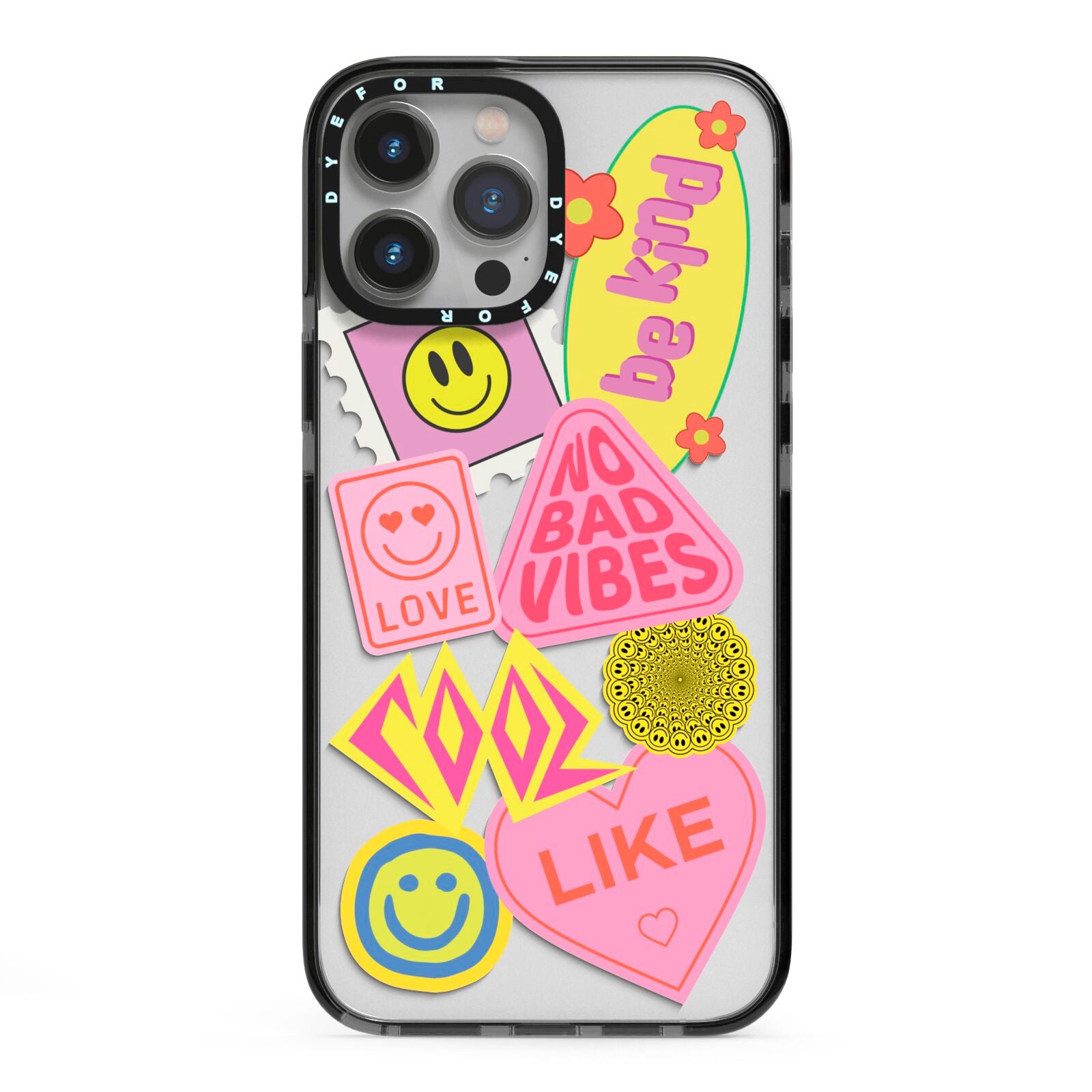 No Bad Vibes Sticker iPhone 13 Pro Max Black Impact Case on Silver phone