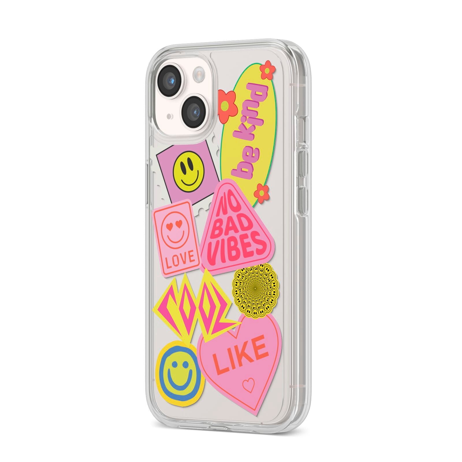 No Bad Vibes Sticker iPhone 14 Clear Tough Case Starlight Angled Image